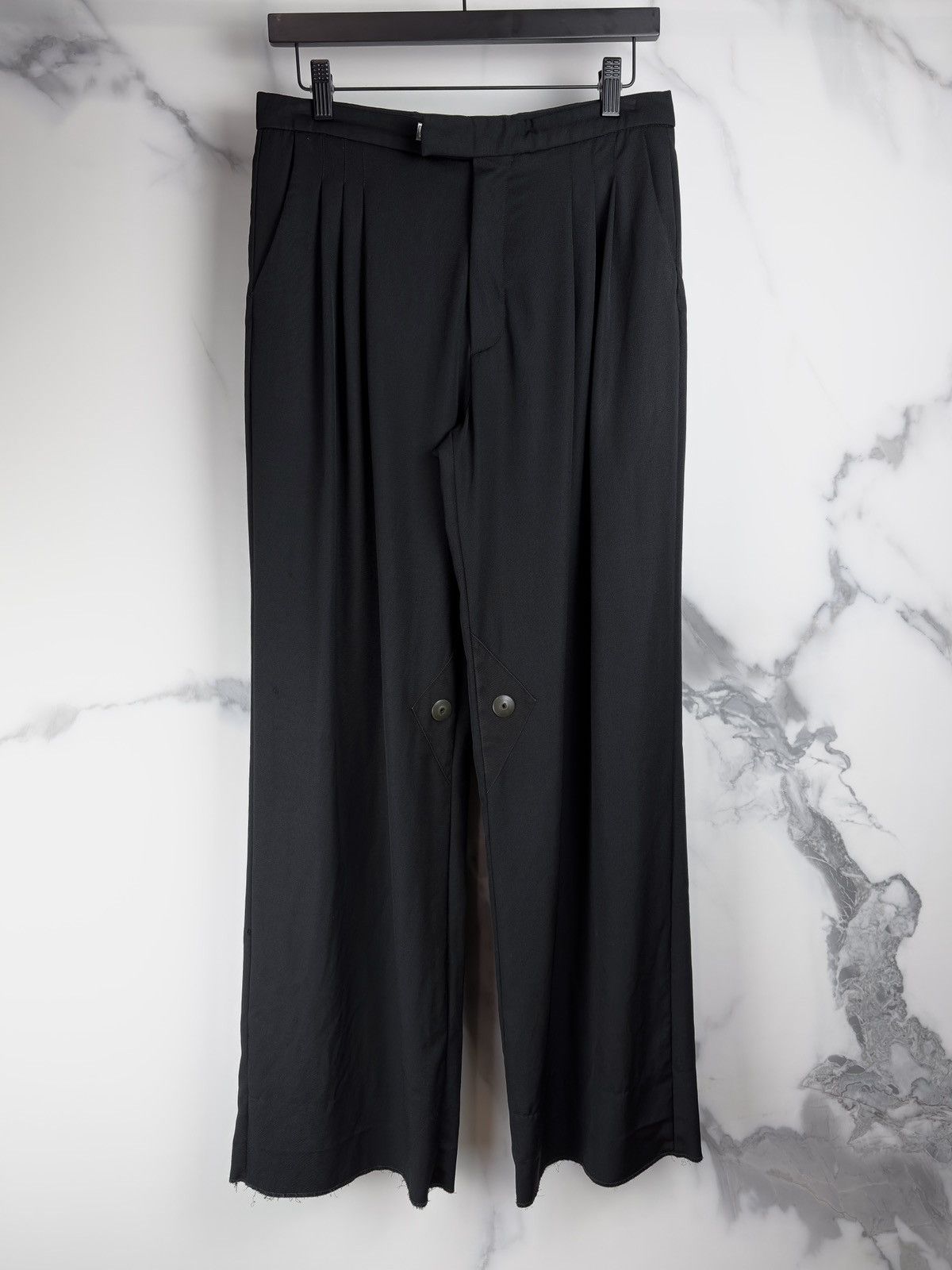 AW05 Raf Simons Wide Leg Triple Pleated Metal Trouser Pants