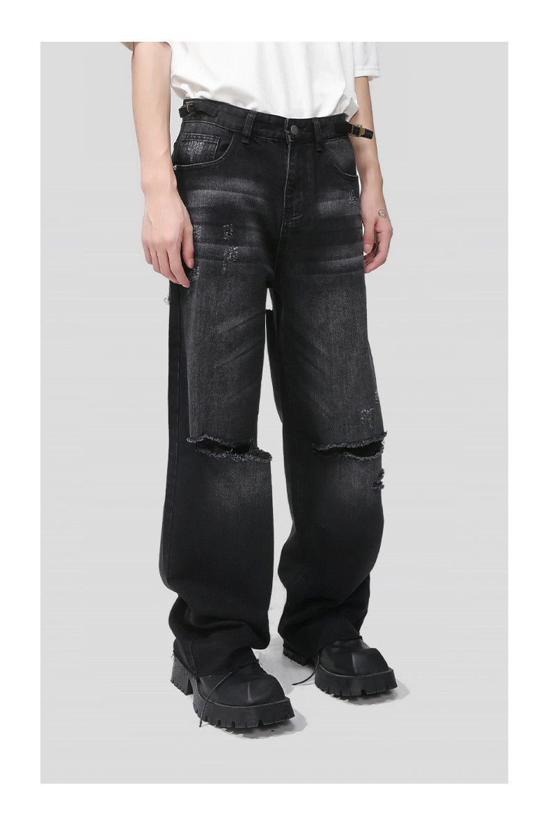 Japanese Brand American retro men's washed ripped jeans Size US 32 / EU 48 - 5 Thumbnail
