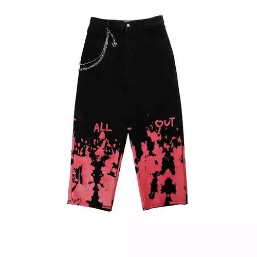 image of Vintage Streetwear Print Jeans in Black, Men's (Size 32)