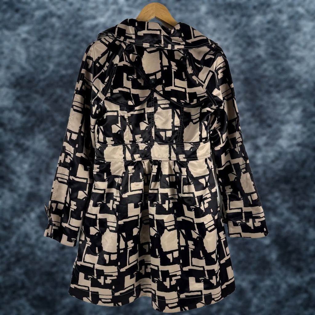 Vintage Nick Mo Nordstrom Womens Trench Coat Geometric Pattern Black Beige M Size M / US 6-8 / IT 42-44 - 1 Thumbnail
