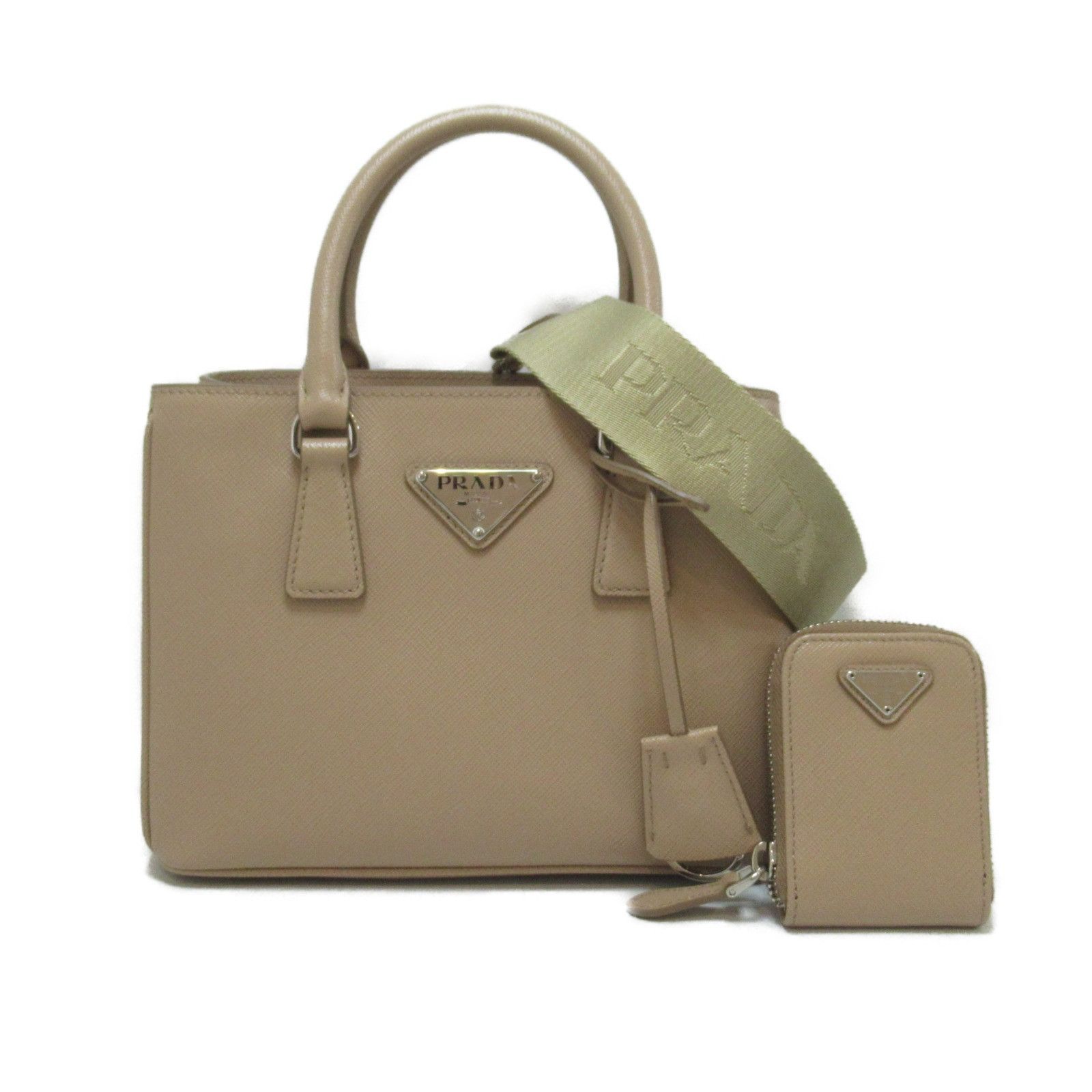 image of Prada Shoulder Bag Leather Beige Pink, Women's