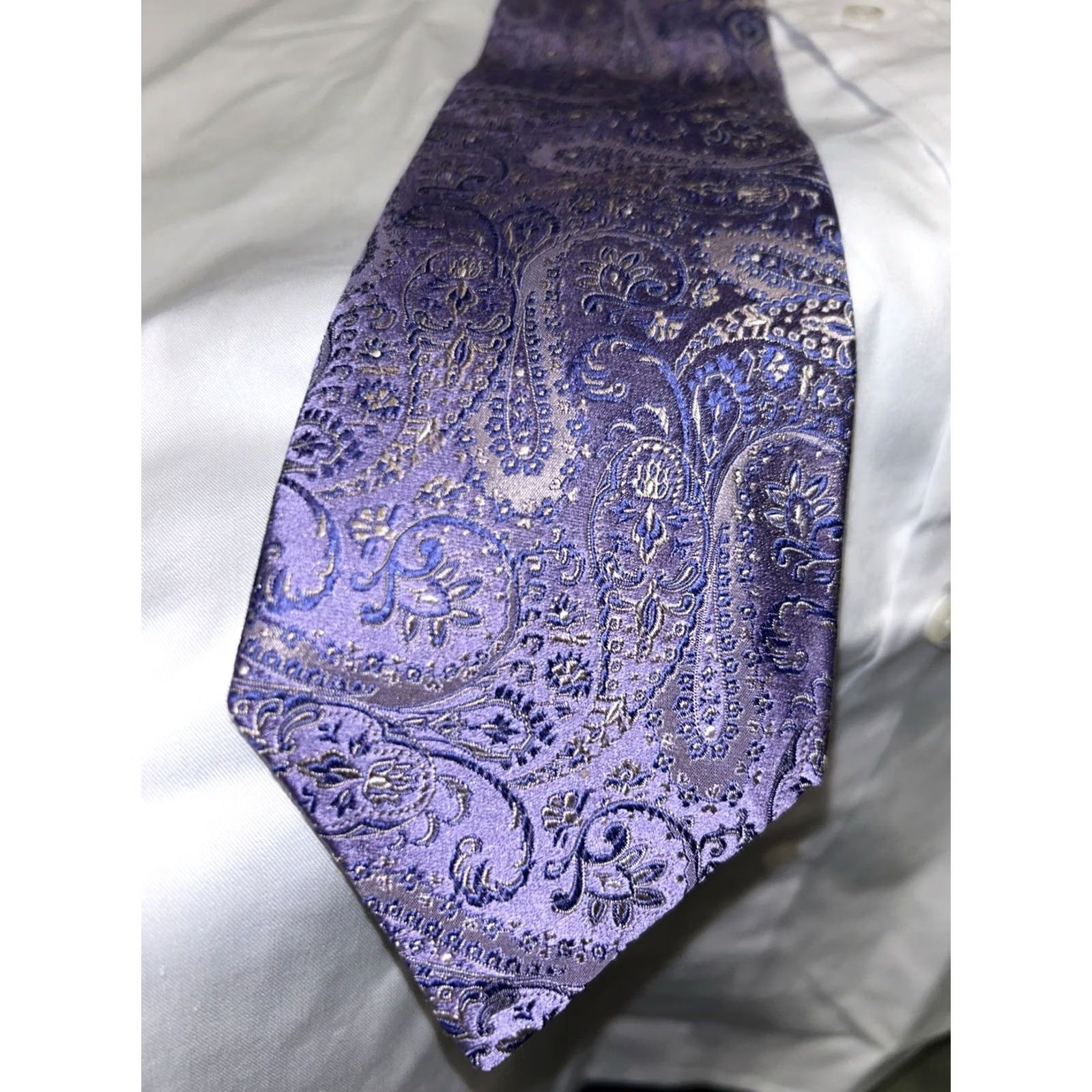 Robert Talbott Robert Talbott Tie Mens Blue Paisley Silk 60" Long EUC Size ONE SIZE - 4 Thumbnail