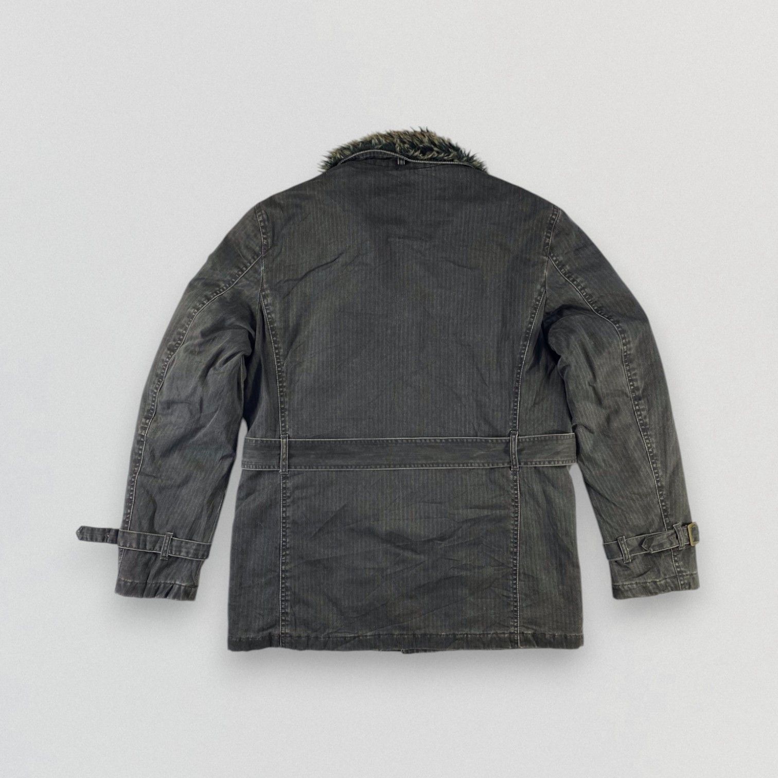 Japanese Brand Vintage Hickory Stripe Flight Jacket Shearling Jacket Size US L / EU 52-54 / 3 - 3 Thumbnail