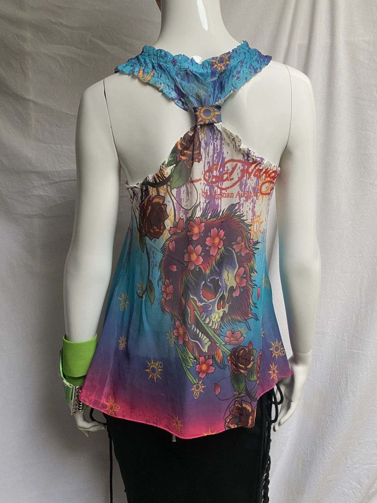 Ed Hardy 2010s sleeveless structured Ed Hardy mesh blouse Size S / US 4 / IT 40 - 11 Thumbnail