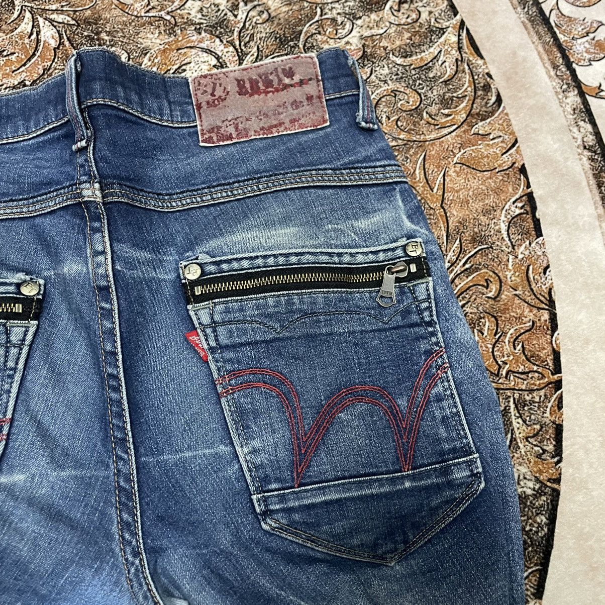 Edwin 🔥Vintage Edwin Blue Trip Stoned Washed Distress Denim Jeans Size US 32 / EU 48 - 10 Thumbnail