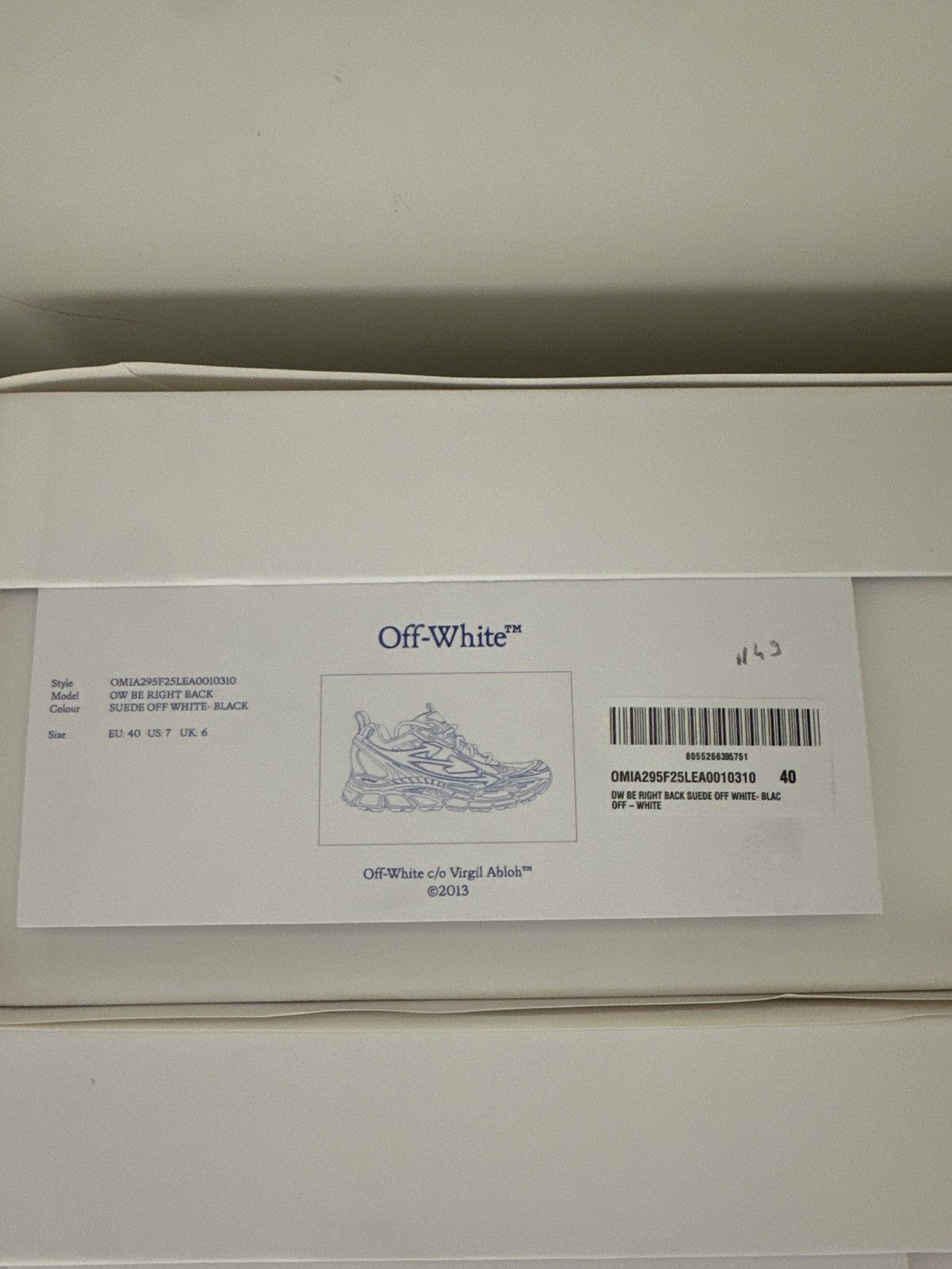 Off-White OFF-WHITE - Be Right Back Sneakers Back Suede White Black Size US 7 / EU 40 - 7 Thumbnail
