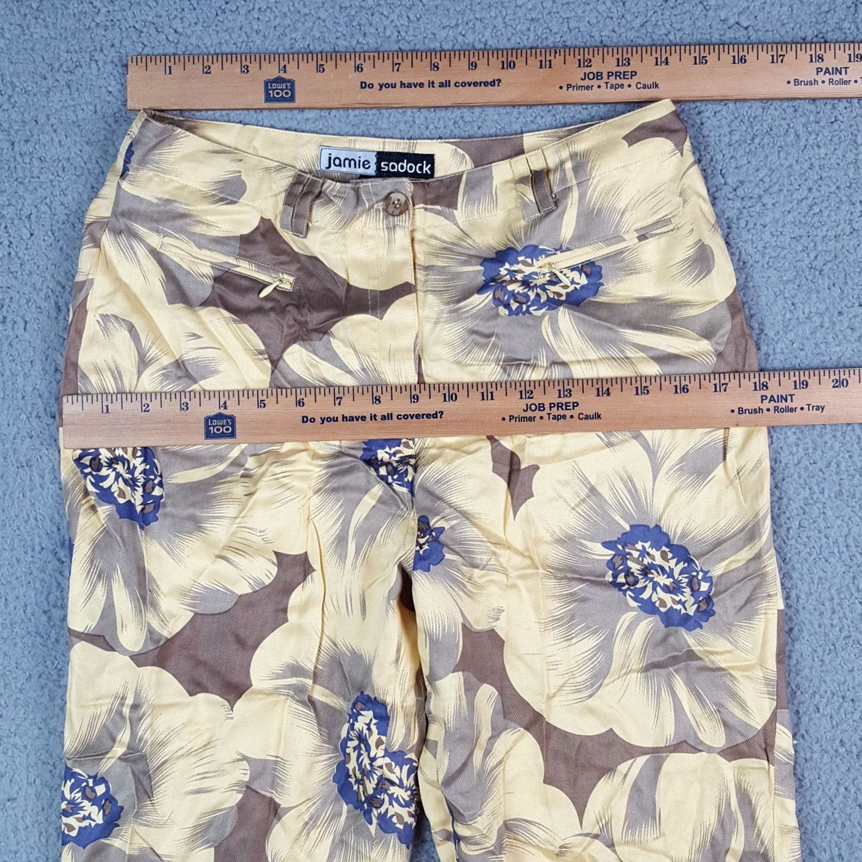 Vintage Vintage Jamie Sadock Capris Women's 8 Yellow Floral Silk Flower Capri Pants Size 30" / US 8 / IT 44 - 5 Thumbnail