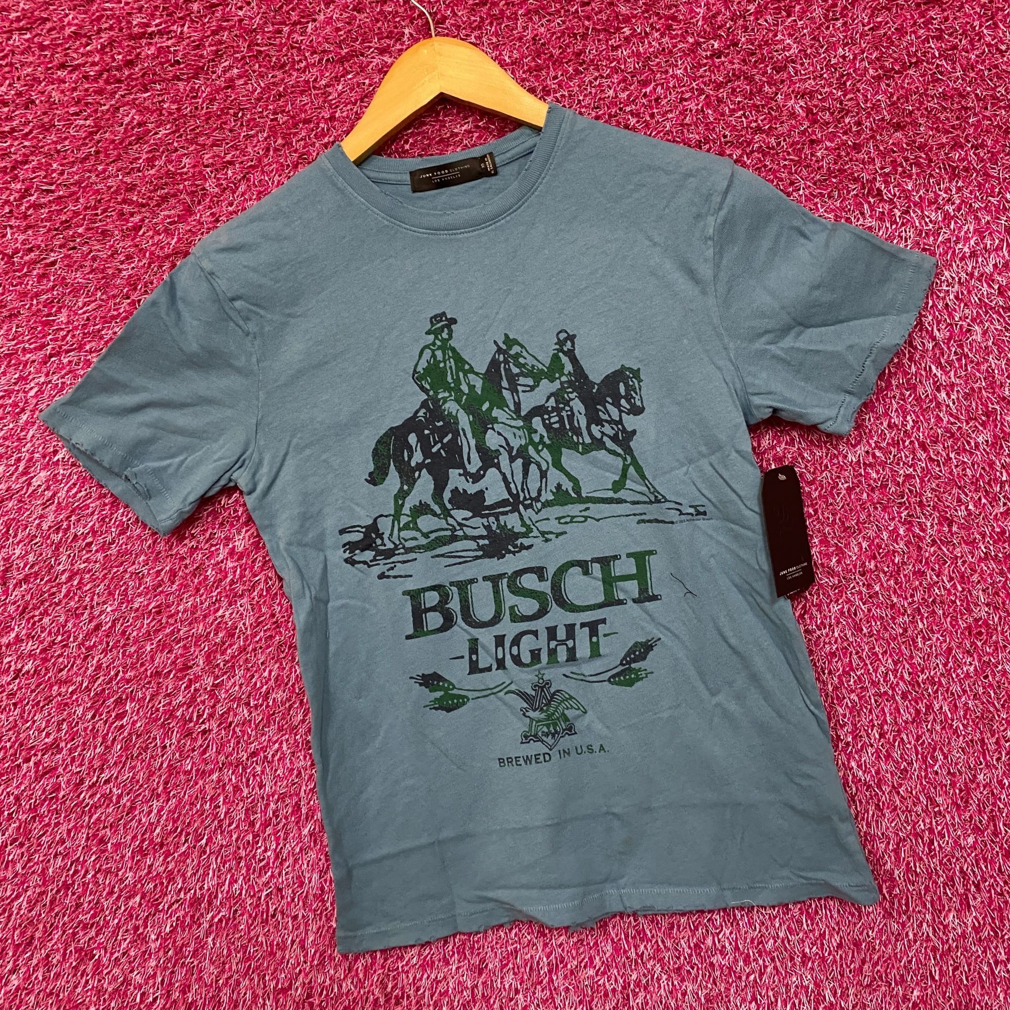 Junk Food Busch Light Logo Brewed In U.S.A Cowboys Blue T-Shirt Extra Size US XS / EU 42 / 0 - 2 Thumbnail