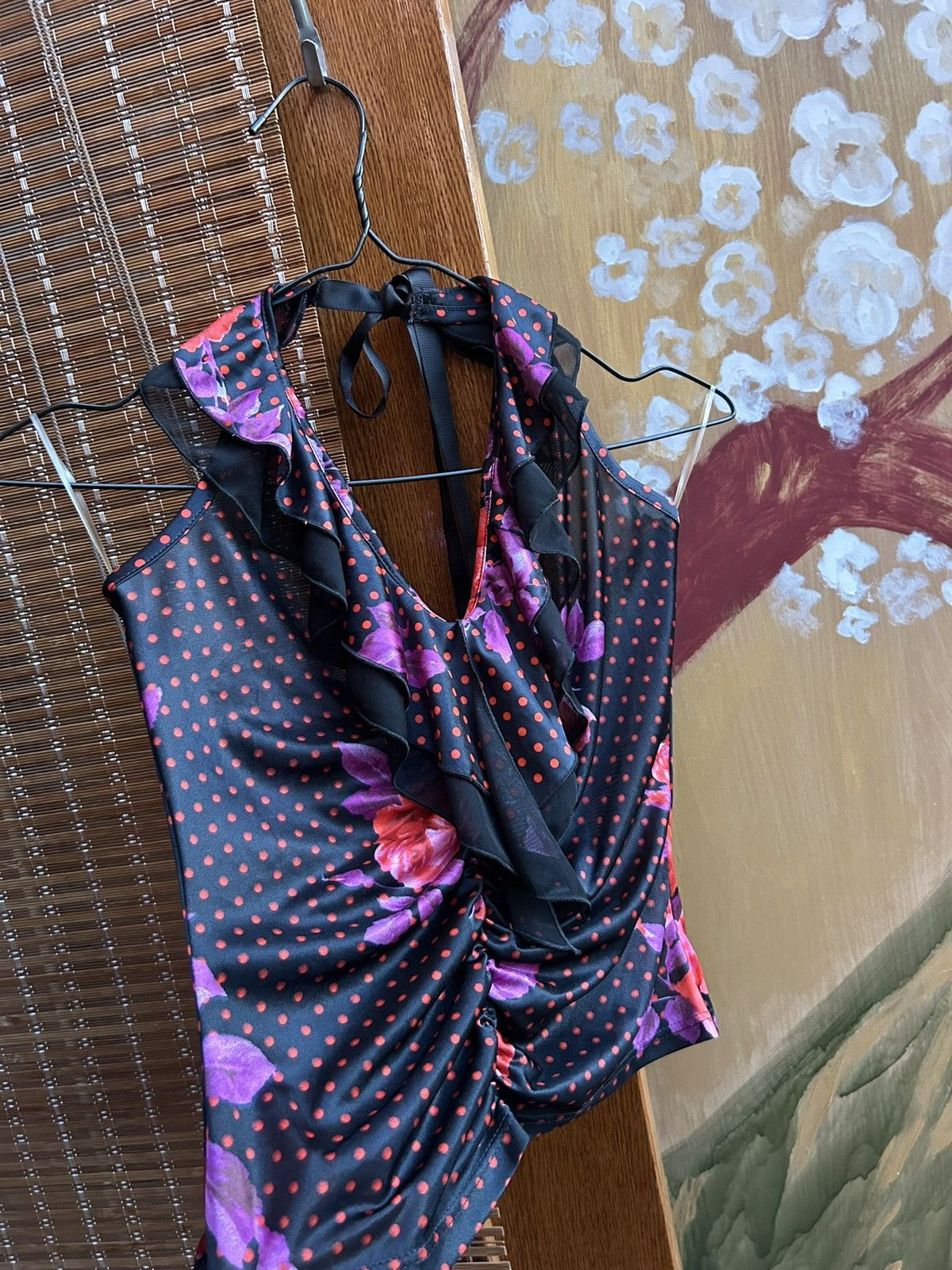 Morgan De Toi Y2K Morgan de Toi Ruffle Halter Neck Floral Polka Dot Top Size S / US 4 / IT 40 - 2 Thumbnail