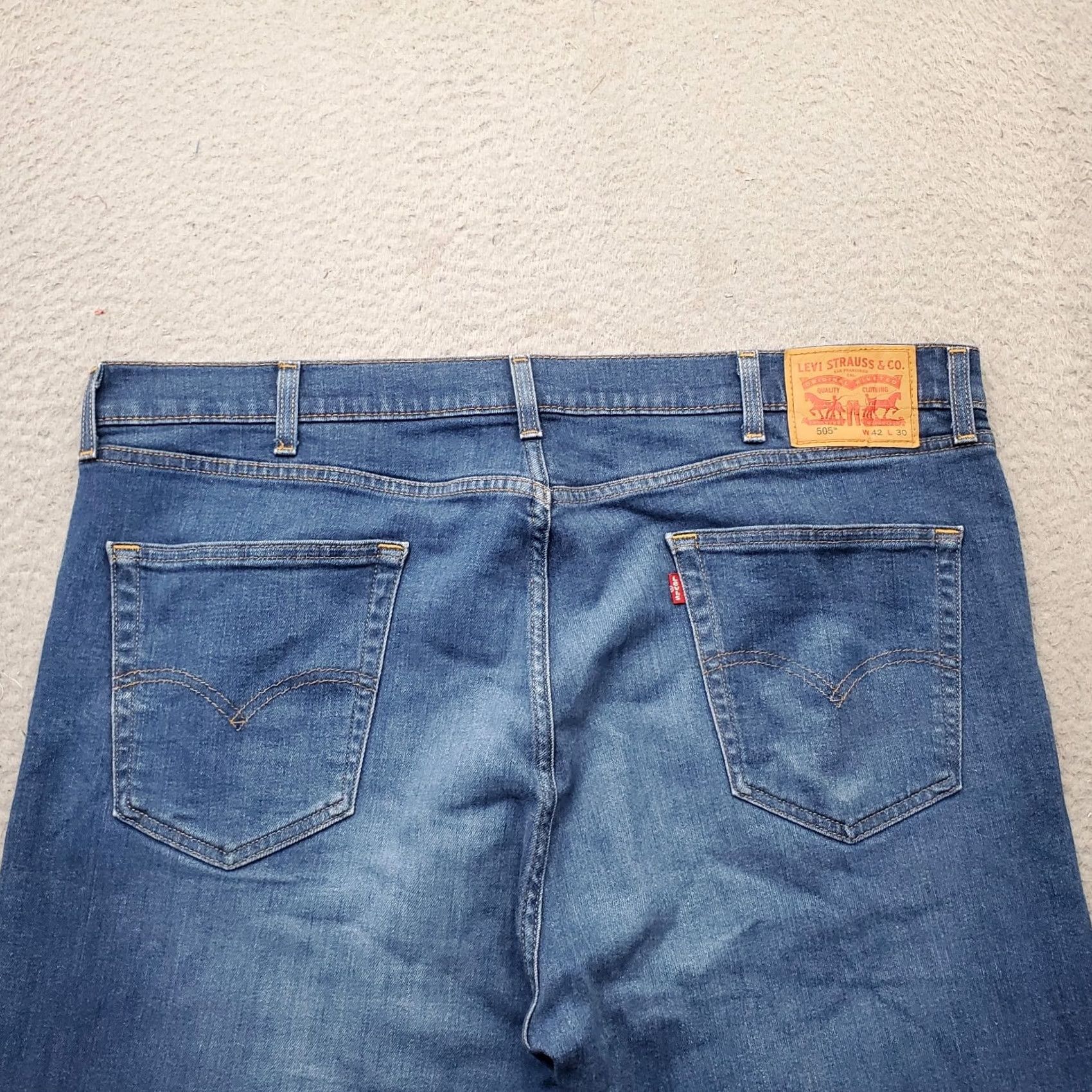 Levi's Levi Strauss & Co. Whiskered Faded Jeans Mens Size 42x30 Blue Denim Straight Leg Size US 42 / EU 58 - 7 Thumbnail