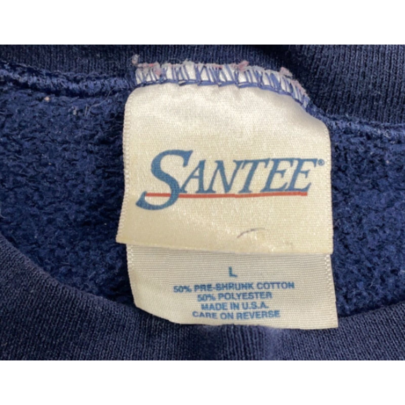 Vintage VINTAGE Santee Sweatshirt - American Flag Glitter Crew Neck Pullover - Cotton-Blend - Men Large - Blue - 1990s Retro/Patriotic - US Made Size US L / EU 52-54 / 3 - 4 Thumbnail