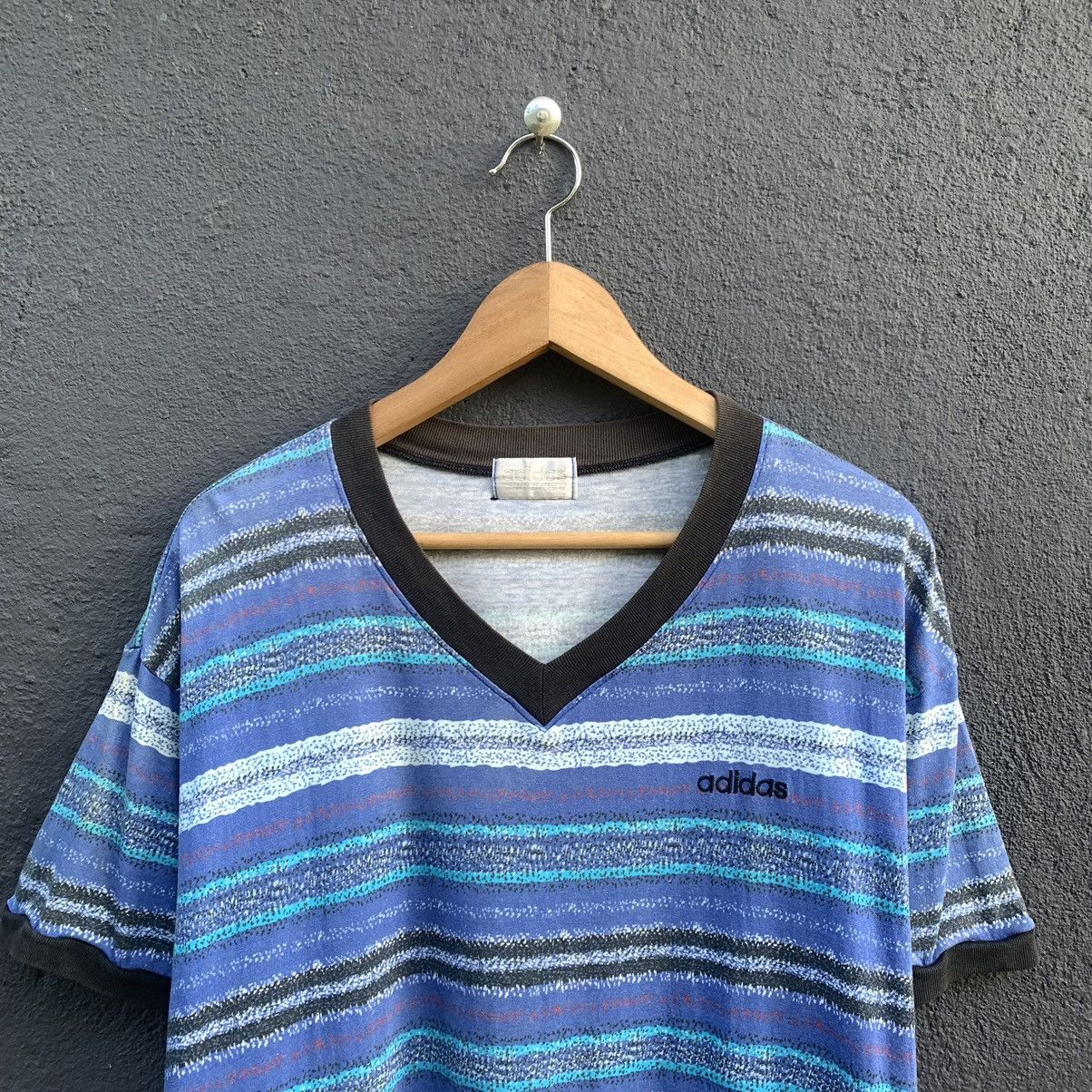 Vintage Thrashed Vintage Adidas Descente V Neck Stripe Tee Size US L / EU 52-54 / 3 - 2 Thumbnail