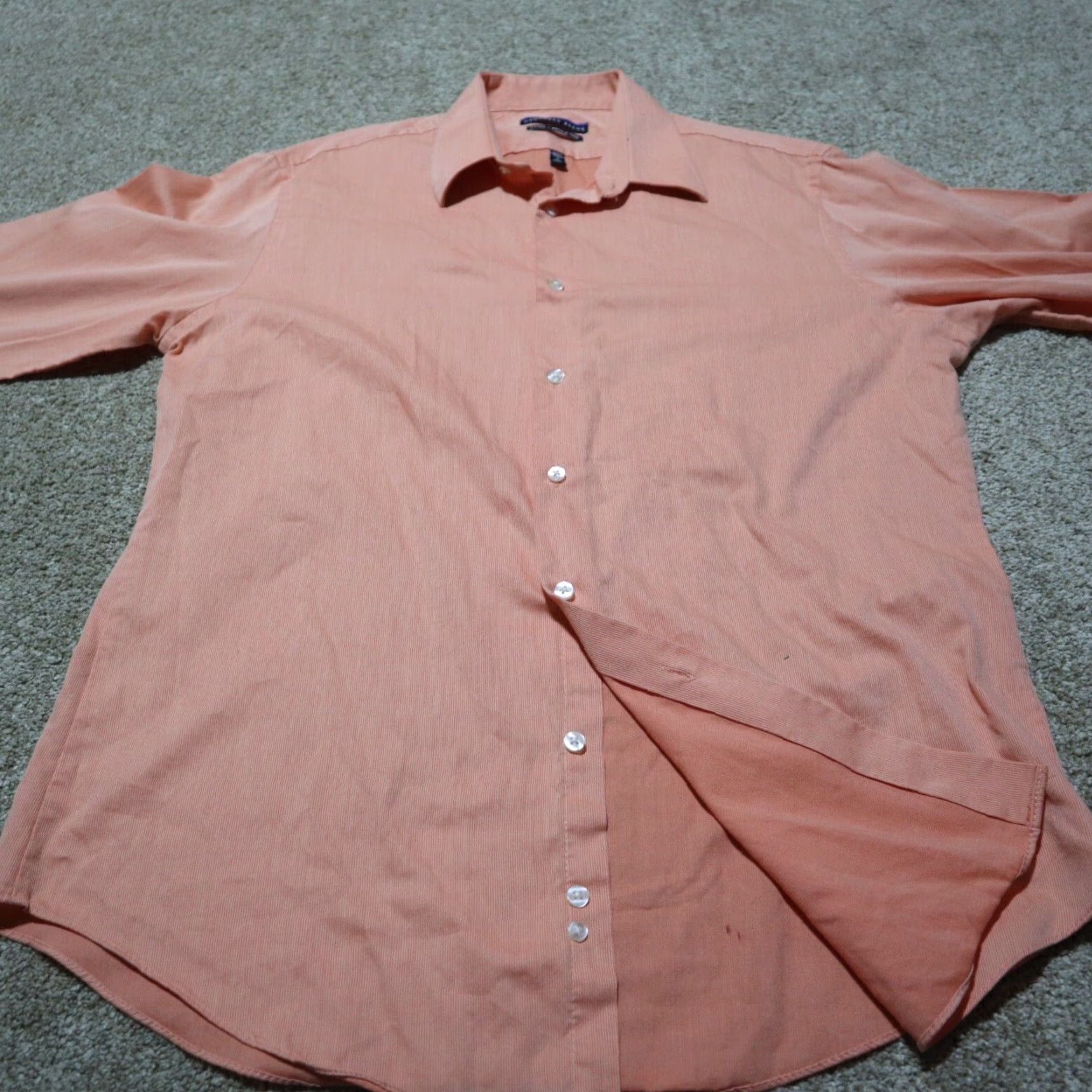 Geoffrey Beene Geoffrey Beene Shirt Mens 16 Salmon Pink Button-Down Long Sleeve Classic Fitted Cotton Blend Dress Shirt 2 Ply No Iron Size 16 34 / 35 Size US L / EU 52-54 / 3 - 4 Thumbnail