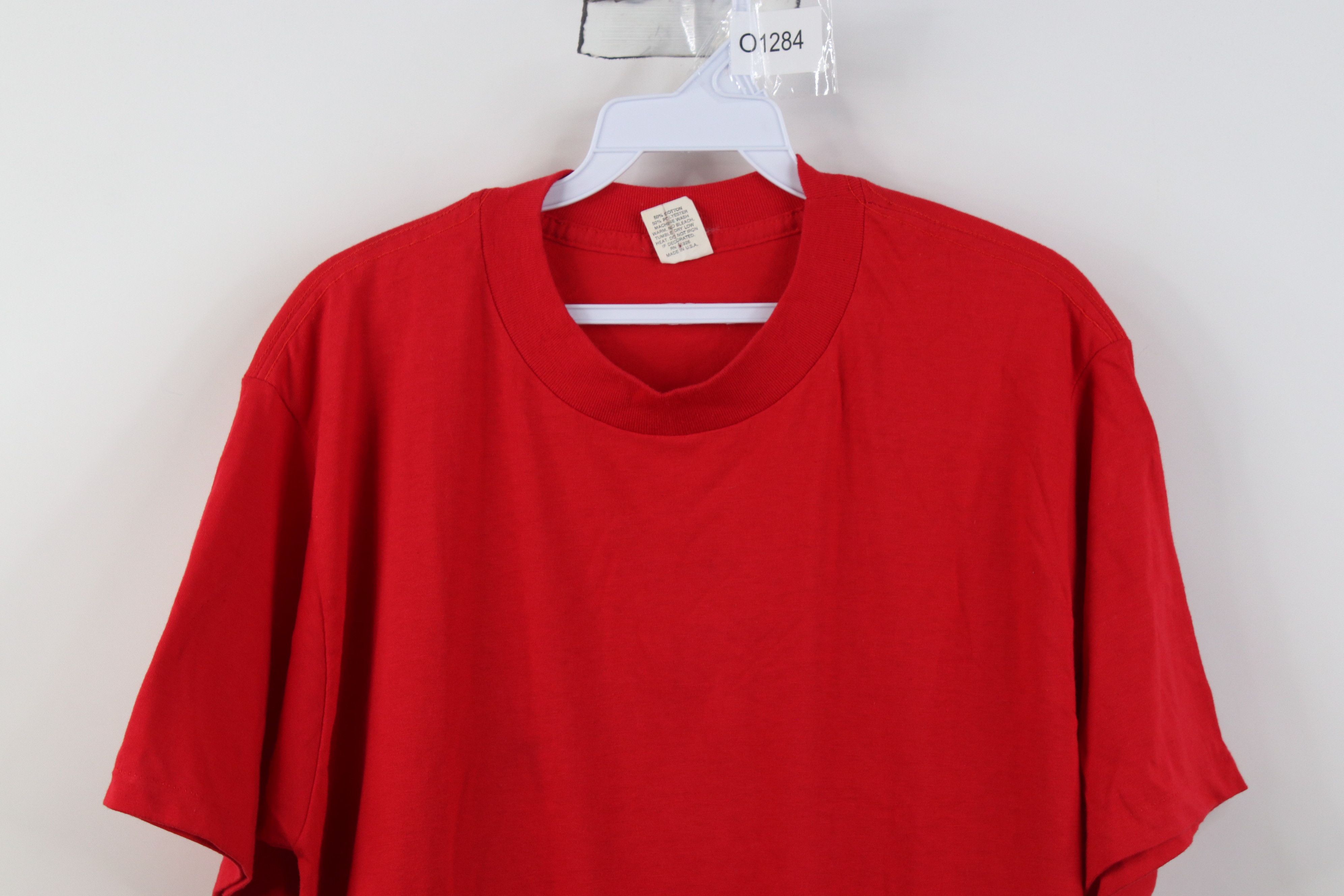 Vintage Vintage 70s 80s Streetwear Short Sleeve T-Shirt Red USA Size US XL / EU 56 / 4 - 2 Thumbnail