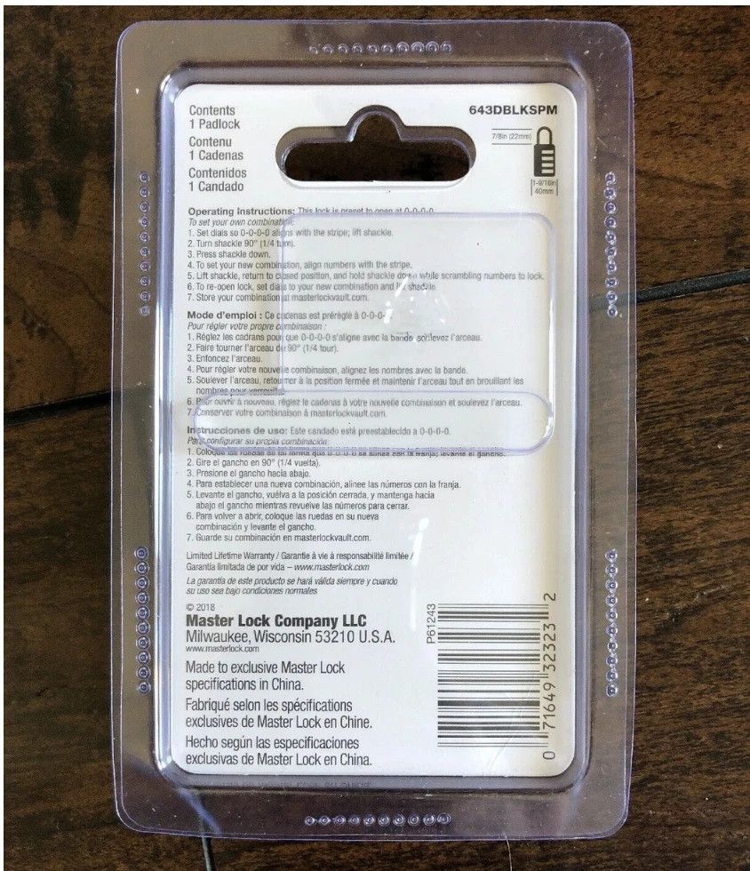 Supreme Supreme Masterlock Numeric Lock Black S/S 19 Size ONE SIZE - 2 Thumbnail