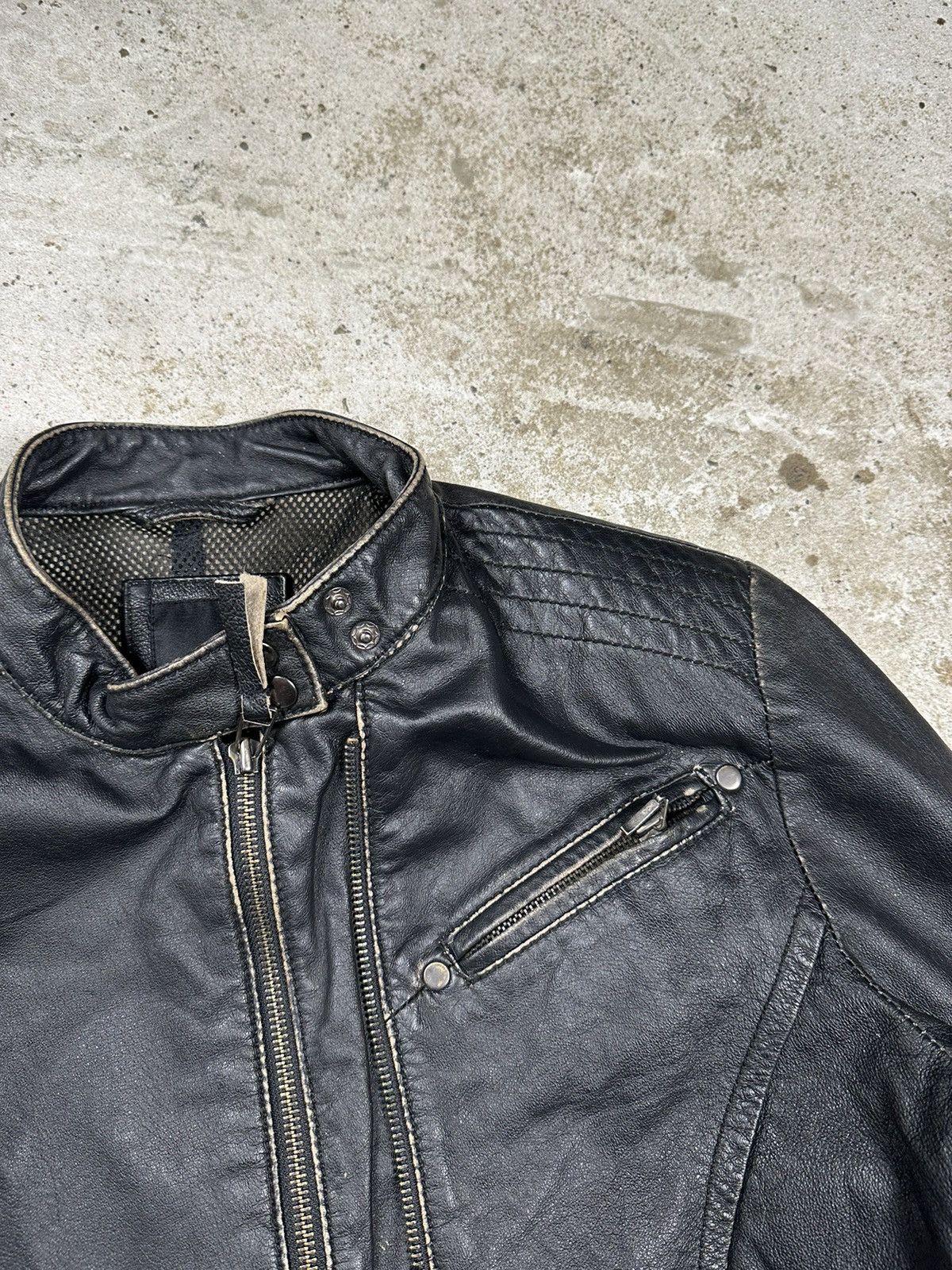 Vintage Vintage Y2K Moto Biker Black Leather Jacket Utility Size US S / EU 44-46 / 1 - 6 Thumbnail