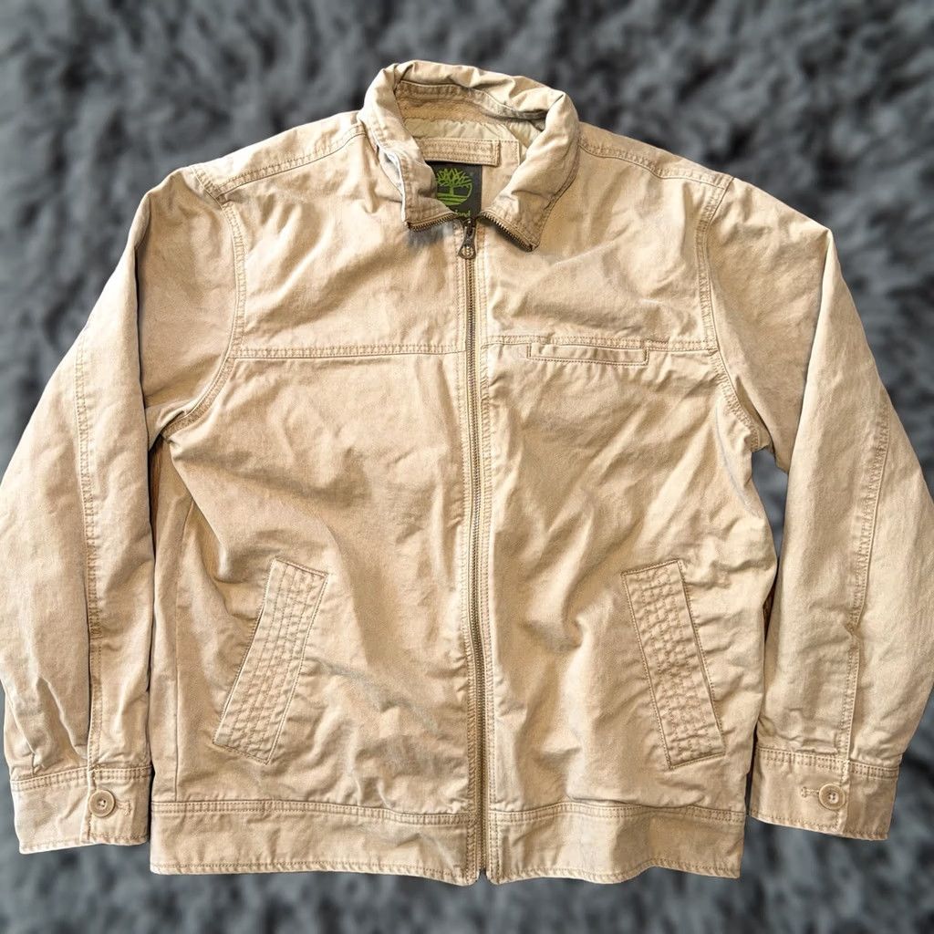 Timberland VINTAGE Timberland Zip Up Work Jacket Canvas Men’s Large Embroidered Logo Mens 90s Beige Size US L / EU 52-54 / 3 - 1 Thumbnail