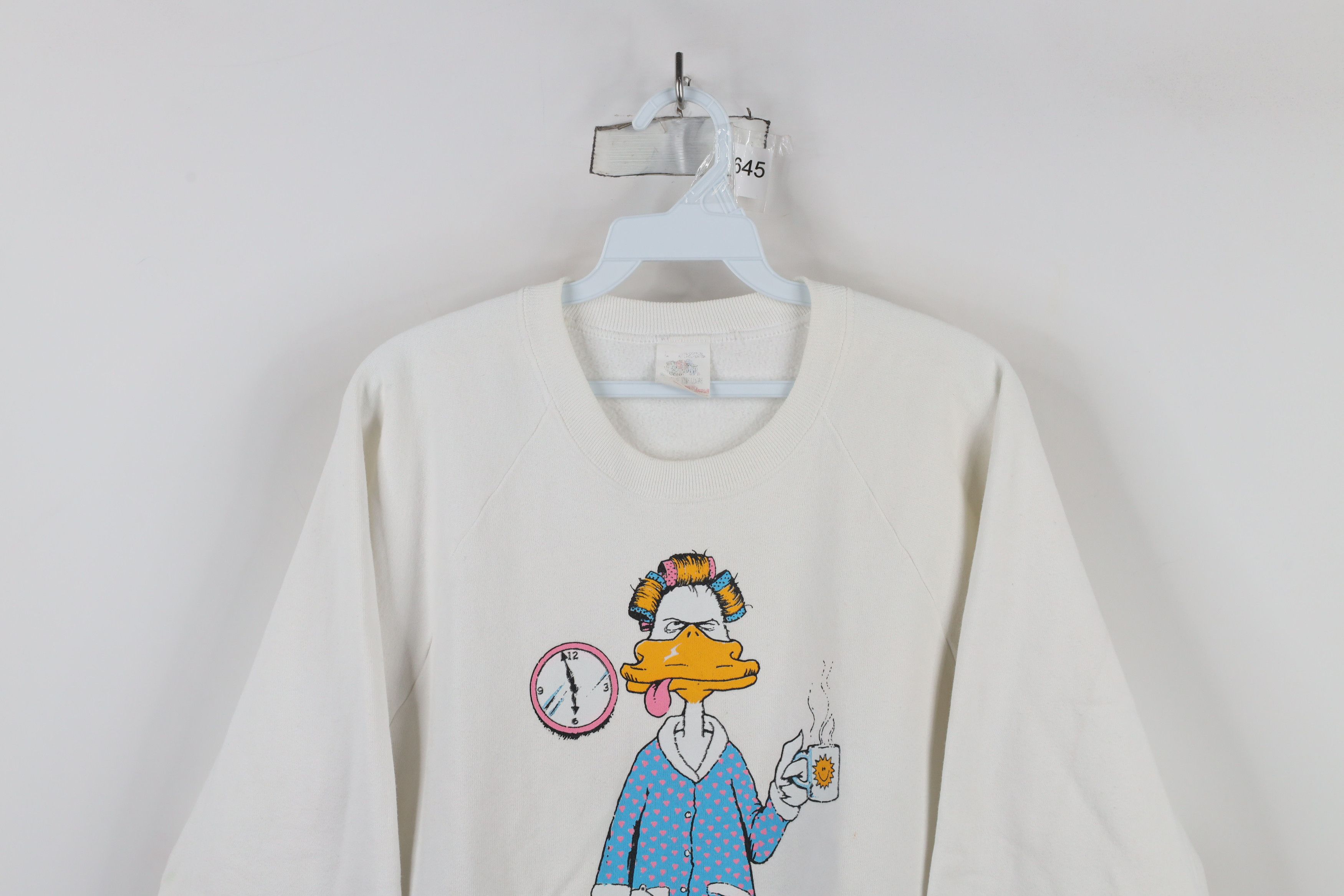 Vintage Vintage 80s Funny Duck I Don't Do Mornings Sweatshirt USA Size L / US 10 / IT 46 - 2 Thumbnail