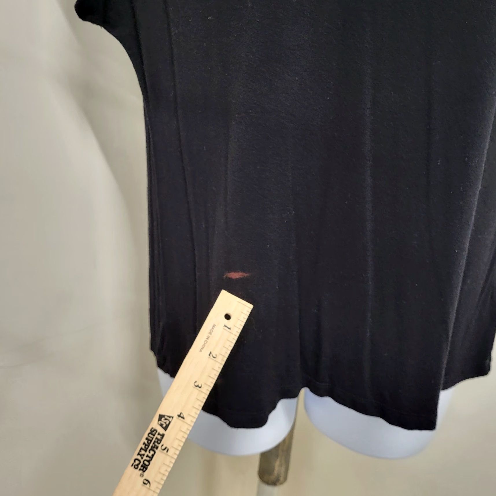 Vintage Tahari Blouse Women's XL Black Sheer Round Neck Cap Sleeve T-Shirt Size XL / US 12-14 / IT 48-50 - 2 Thumbnail