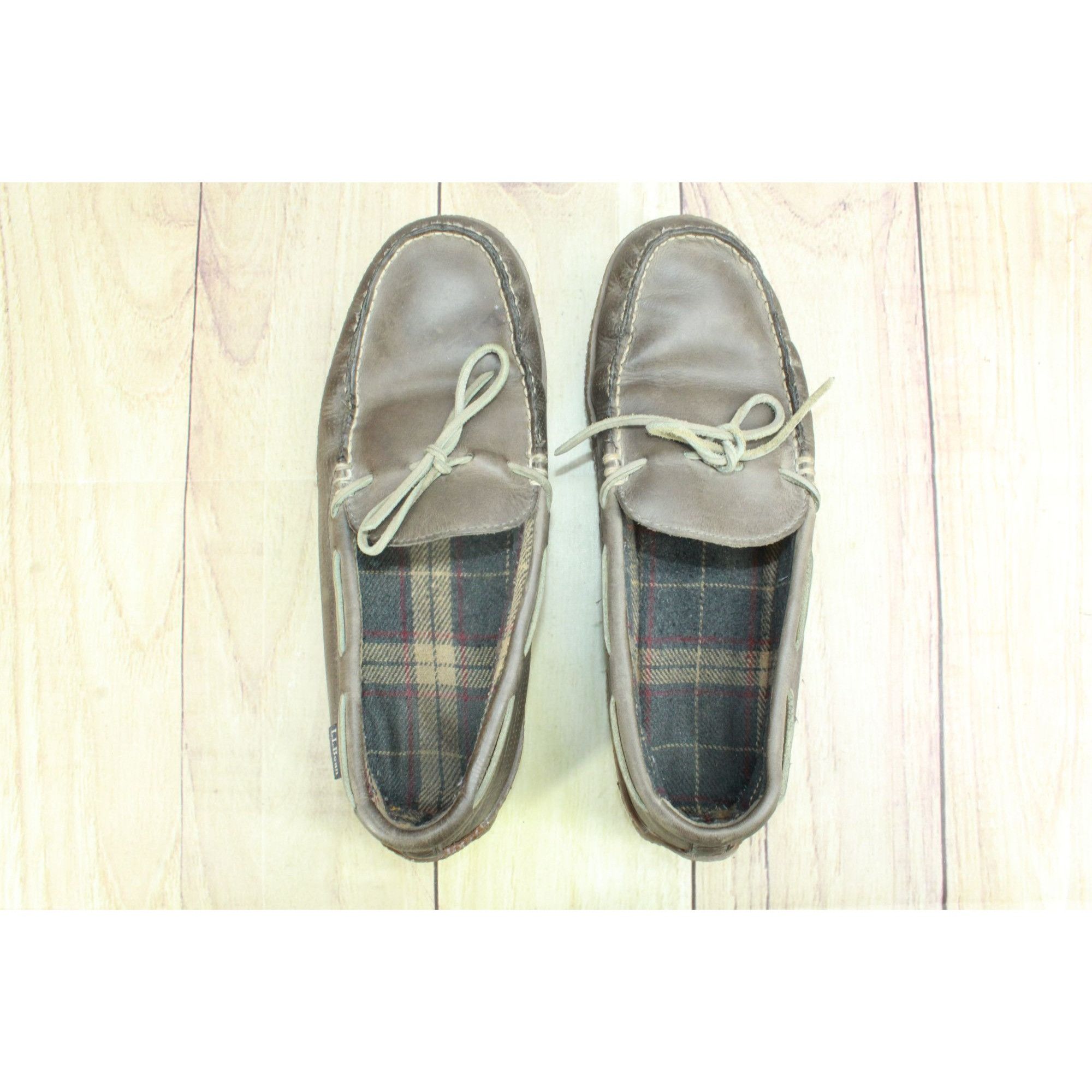 L.L. Bean LL Bean Flannel Lined Leather Moccasin Slippers Size US 11 / EU 44 - 7 Thumbnail