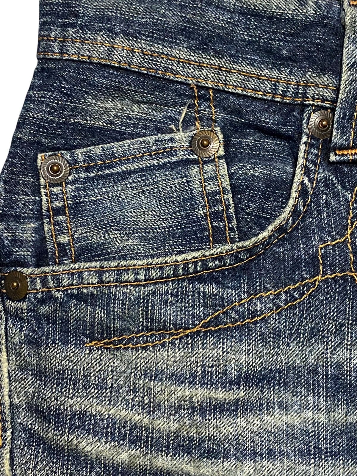 Japanese Brand Vintage Edwin 431 XVS Blue Wash Distressed Flare Jeans Size US 31 - 12 Thumbnail