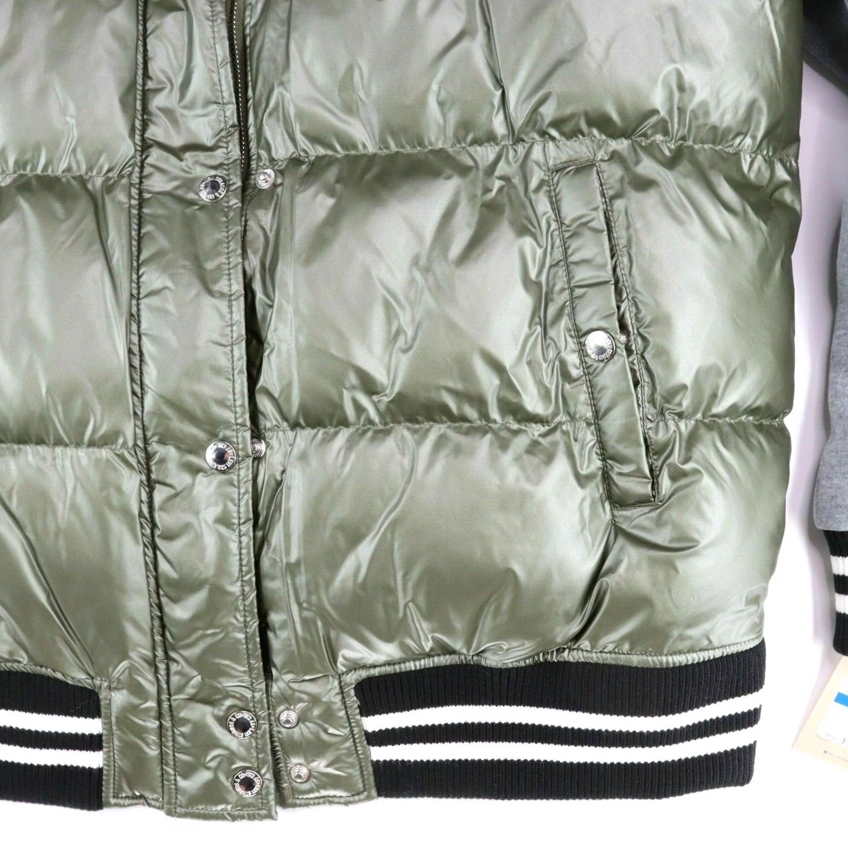 Levi's Levi's Women's Bomber Jacket Mixed Media Quilted Green Gray XL Linen? No, keep. Size XL / US 12-14 / IT 48-50 - 4 Thumbnail
