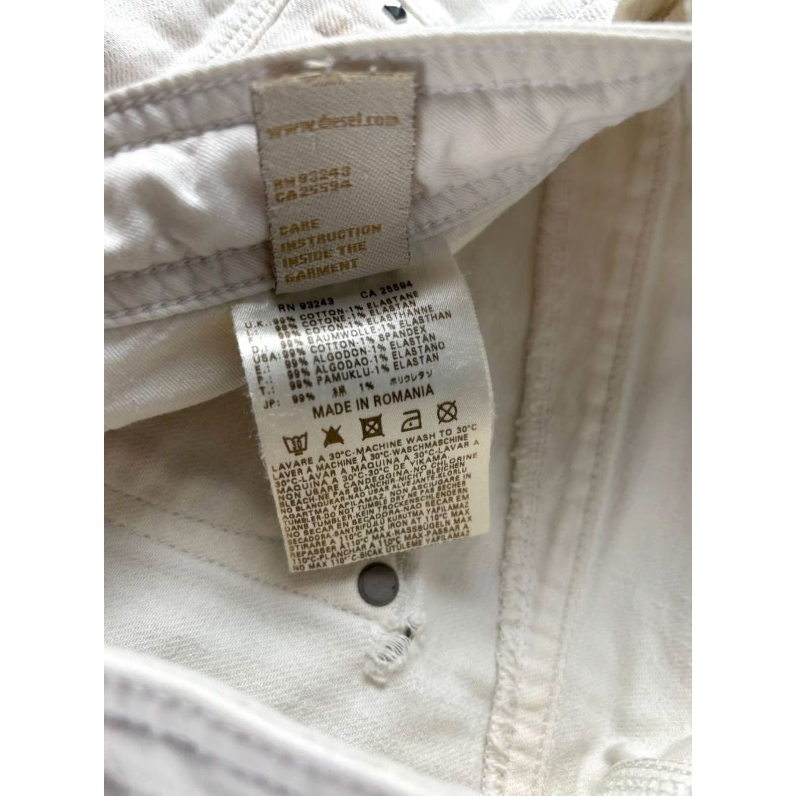 Diesel Diesel Jeans Size 31 White Denim Cotton Straight Leg Belt Loop Womens Size 24" / US 00 / IT 34 - 4 Thumbnail