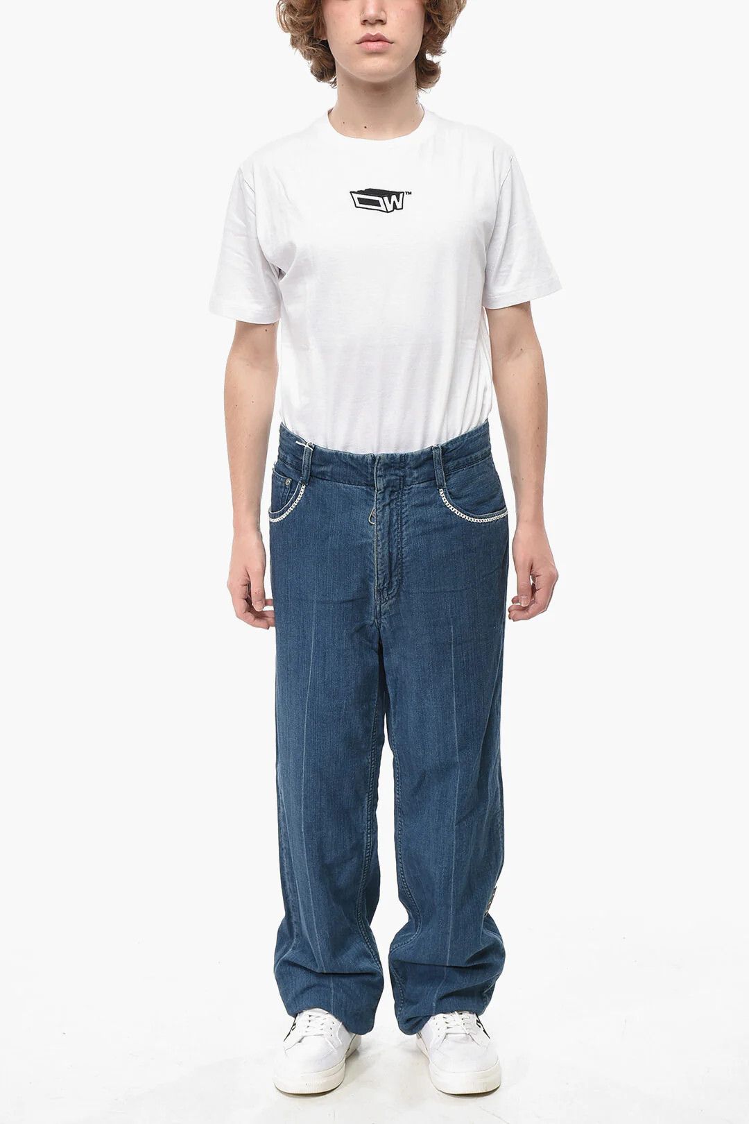 Off-White og1mm0526 Cotton Jeans in Blue Size US 31 - 4 Thumbnail