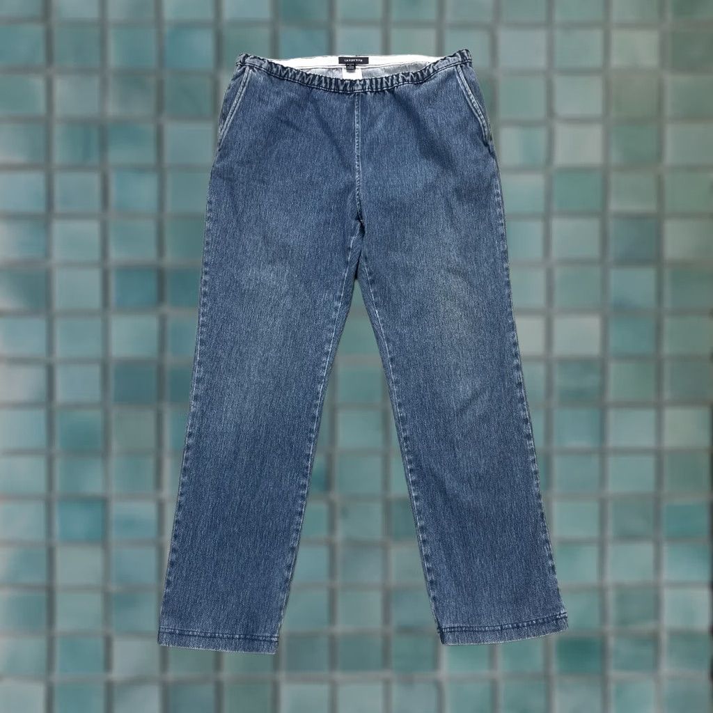 Lands' End Lands' End Jeans Womens Medium Blue Straight Denim Cotton Stretch Elastic Waist Size 24" / US 00 / IT 34 - 1 Thumbnail