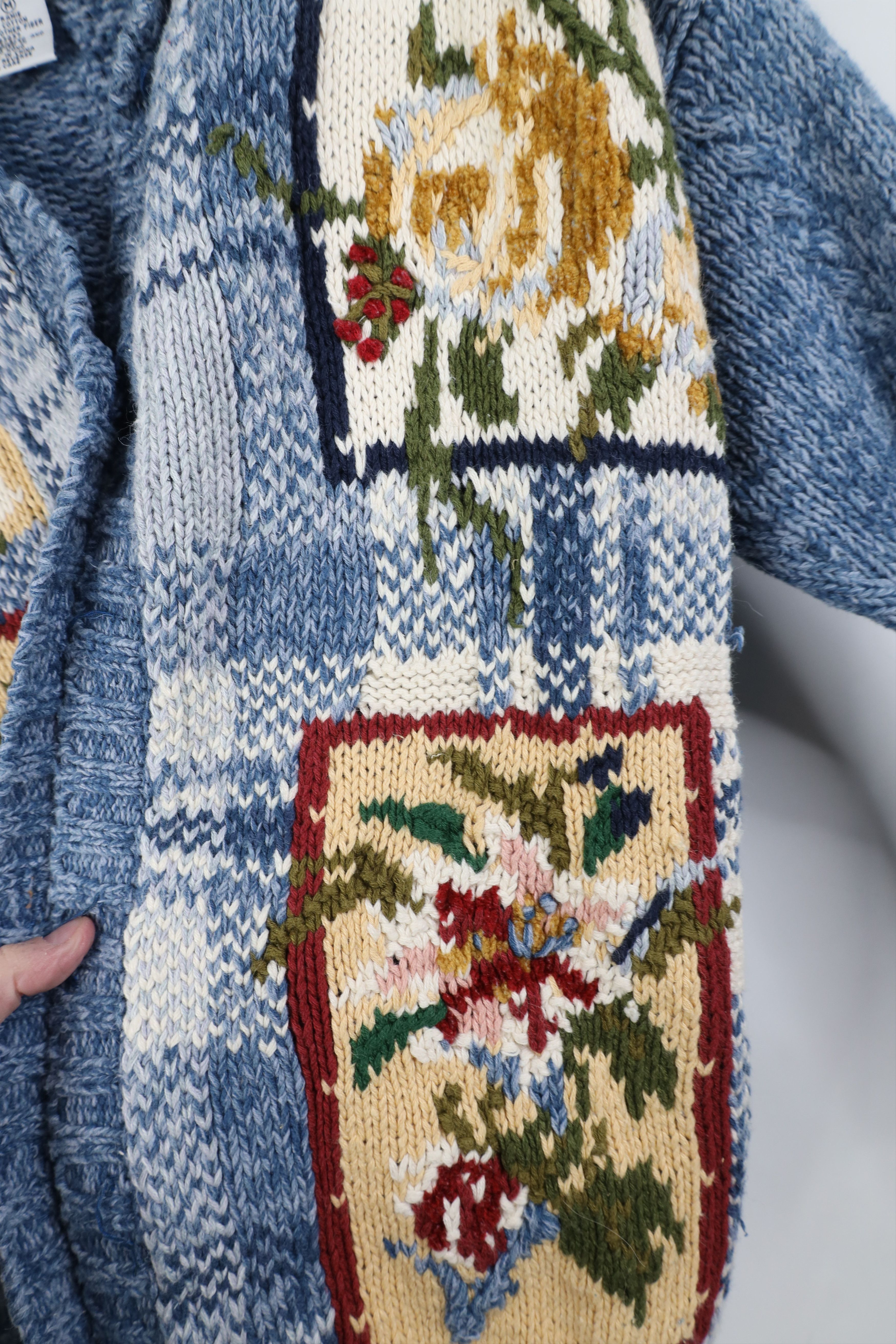 Vintage Vintage 90s Streetwear Embroidered Flower Cardigan Sweater Size M / US 6-8 / IT 42-44 - 9 Thumbnail