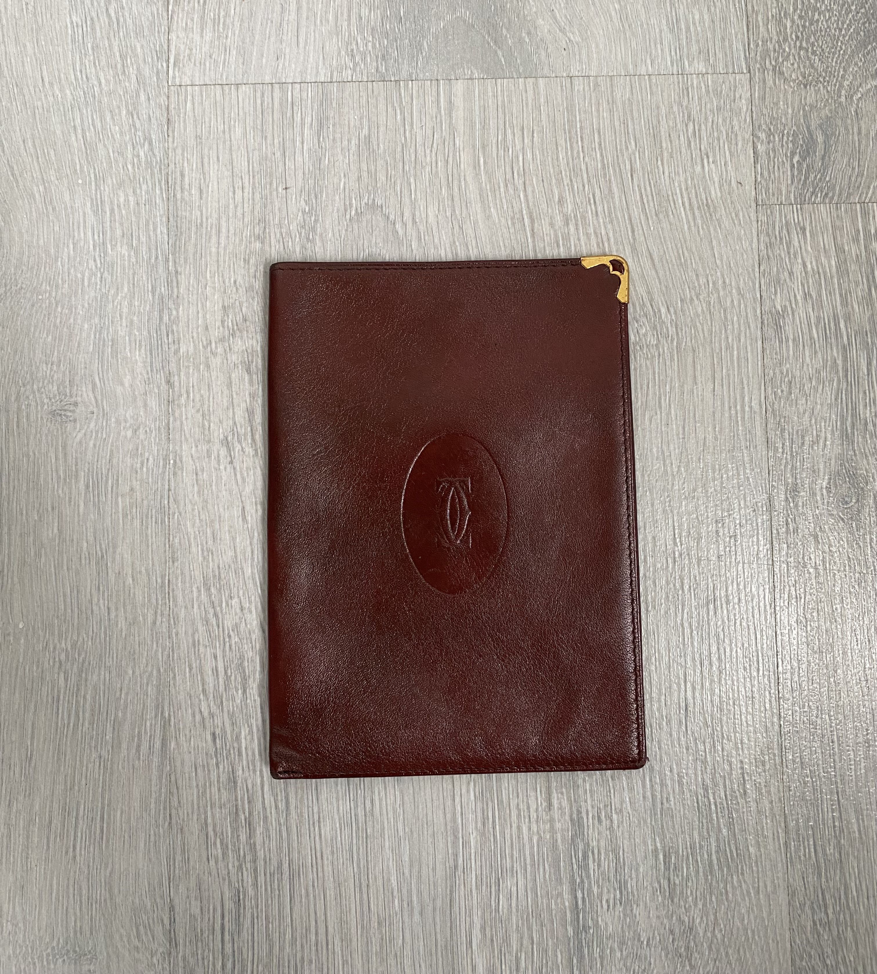 image of Cartier Leather Passport Holder in Burgandy, Men's