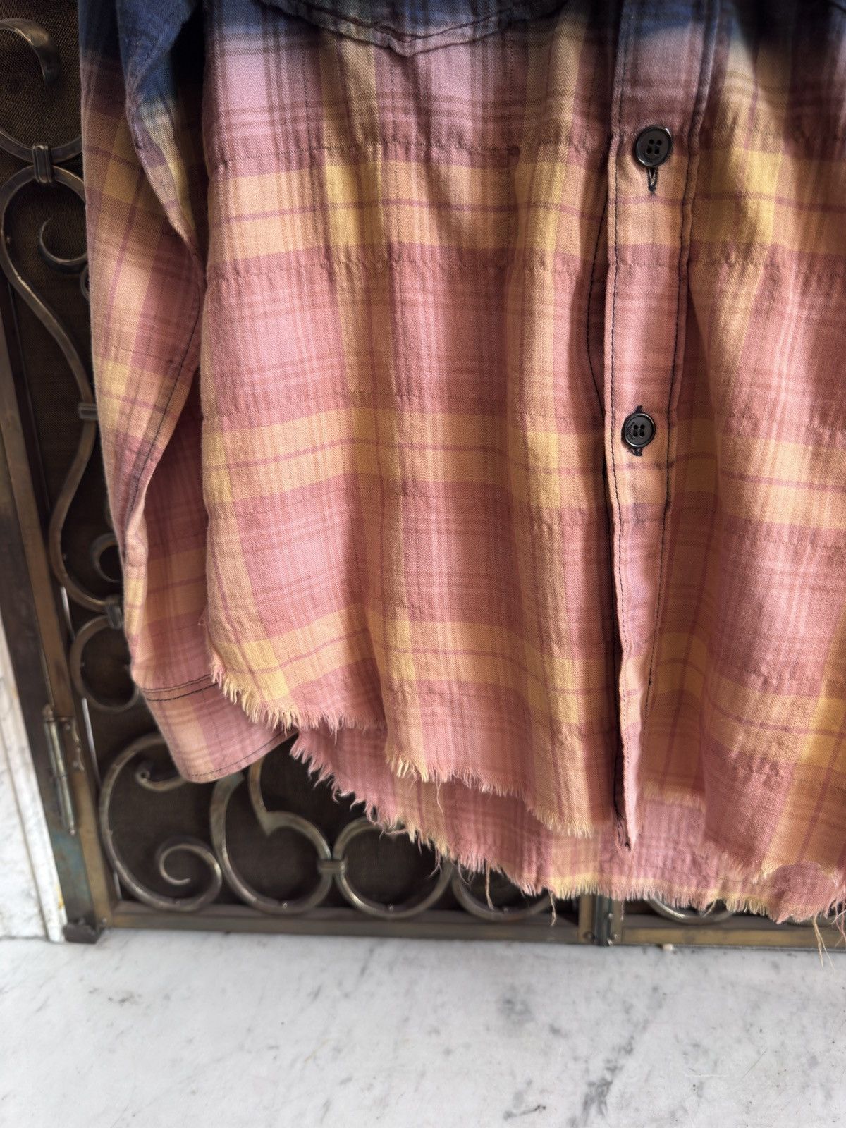Saint Laurent Paris SS16 Bleached Distressed Flannel in Blue & Orange Size US XS / EU 42 / 0 - 5 Thumbnail