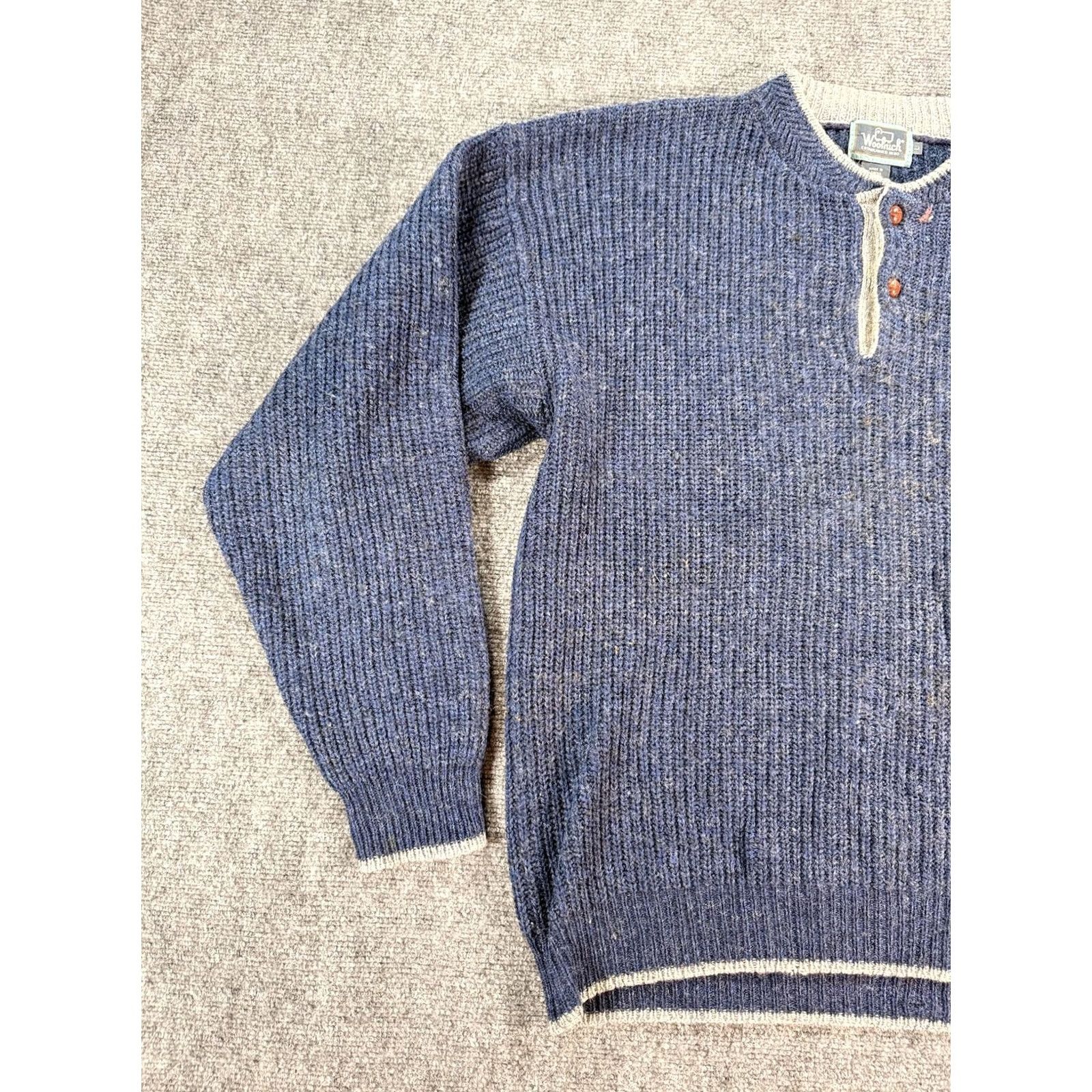 Vintage VINTAGE Woolrich Sweater Mens Large Blue Wool Henley Pullover Rib Knit Buttons Size US L / EU 52-54 / 3 - 2 Thumbnail