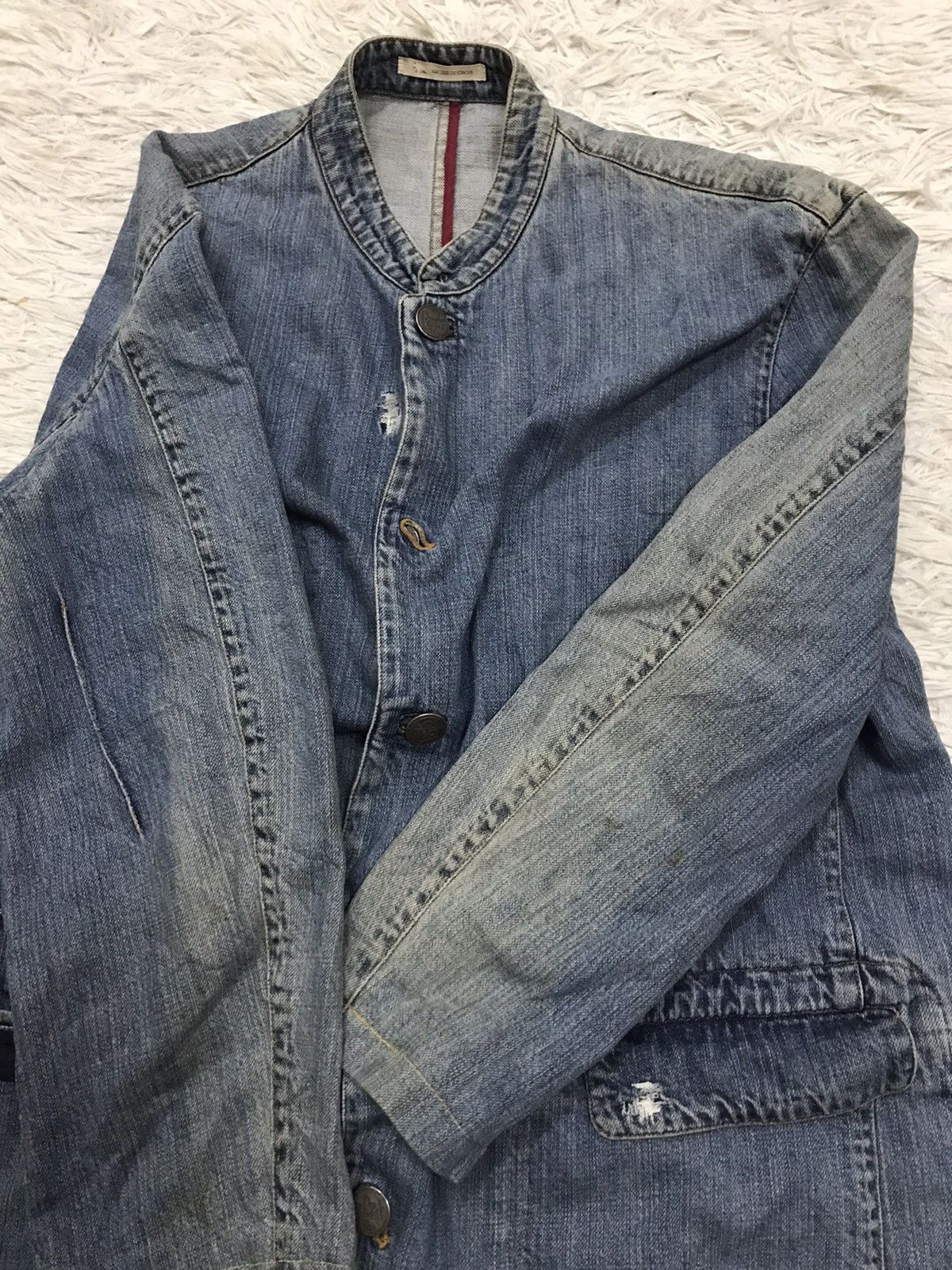 Japanese Brand Vintage Distressed Papas Tartan Neck Chore Jacket Denim Size US M / EU 48-50 / 2 - 19 Thumbnail