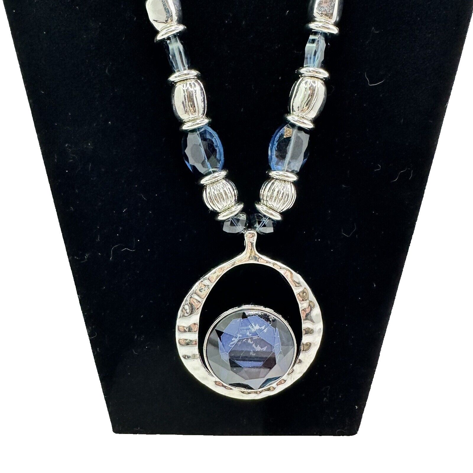 Other C 1946 Signed VTG Statement Necklace SilverChain Cobalt Blue Size ONE SIZE - 1 Thumbnail