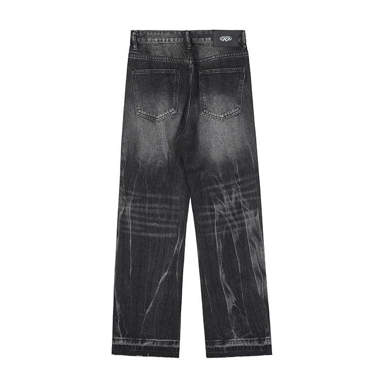Japanese Brand × Jean Washed distressed loose straight-leg washed black jeans Size US 32 / EU 48 - 2 Thumbnail