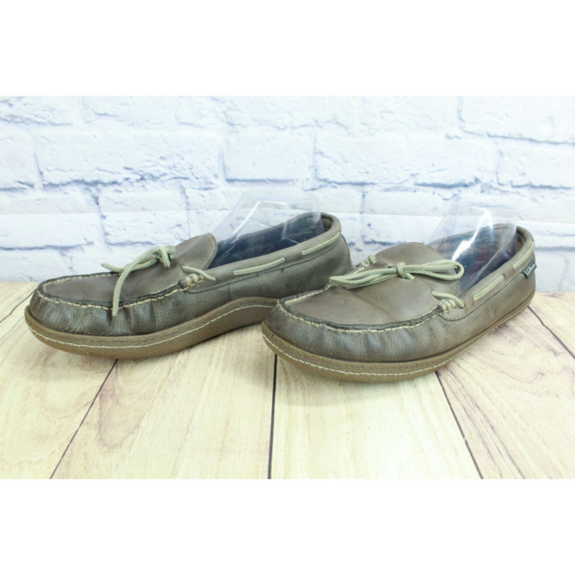 L.L. Bean LL Bean Flannel Lined Leather Moccasin Slippers Size US 11 / EU 44 - 3 Thumbnail