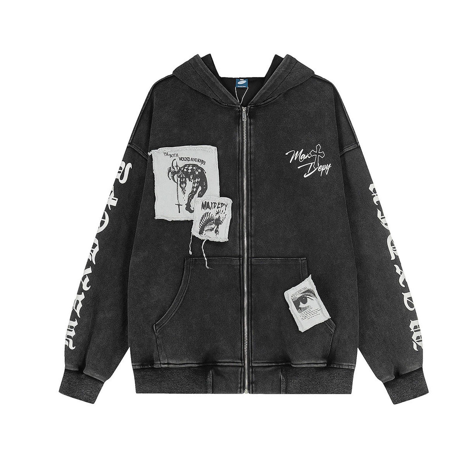 Other Black Graphic Zip-Up Hoodie, Vintage Style Hoodie Size US M / EU 48-50 / 2 - 1 Thumbnail