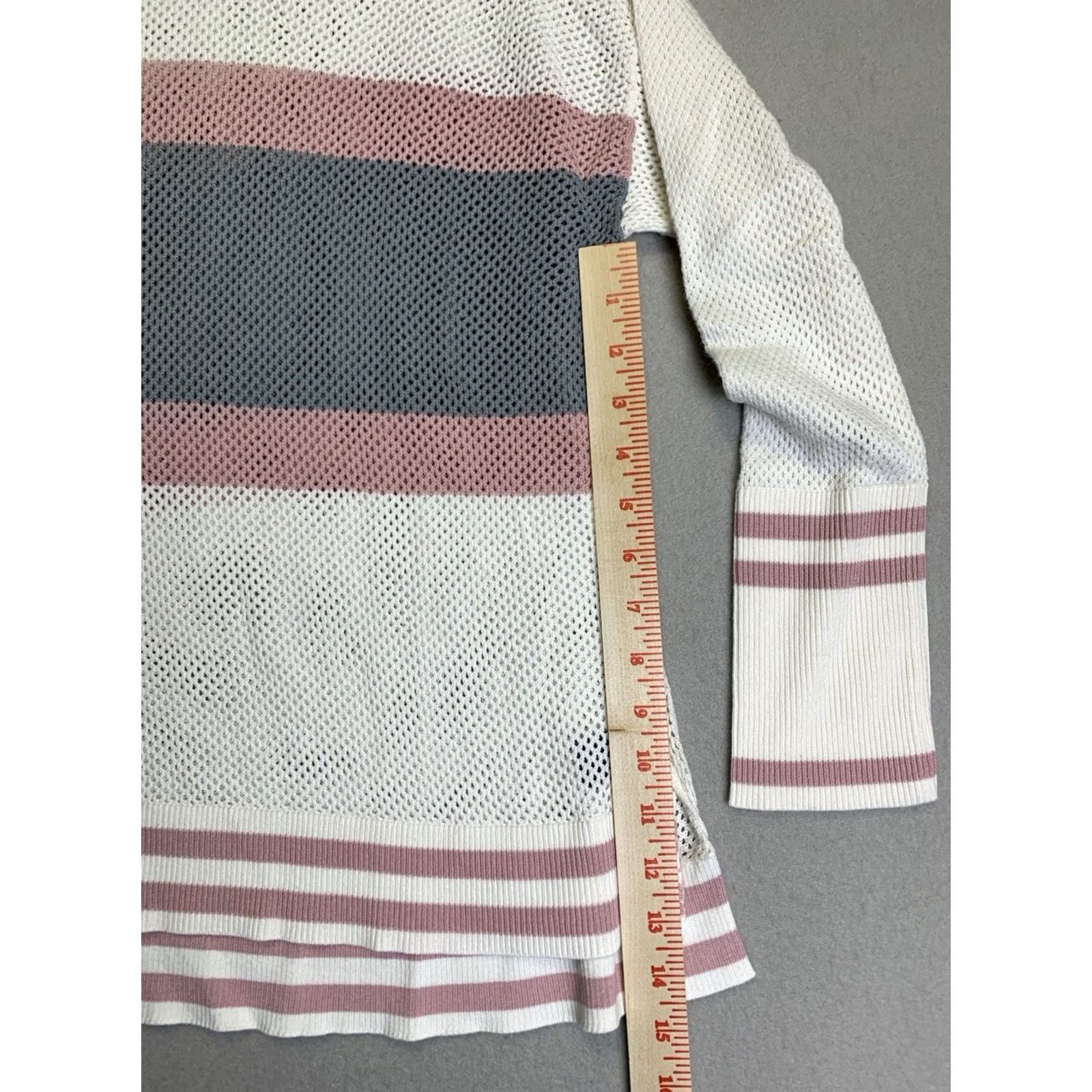 Torrid Torrid Sweater Womens 1X Long Sleeve White Pink Gray Striped Cotton Blend Knit Pullover Boat Neck Casual Plus Size Size XL / US 12-14 / IT 48-50 - 6 Thumbnail