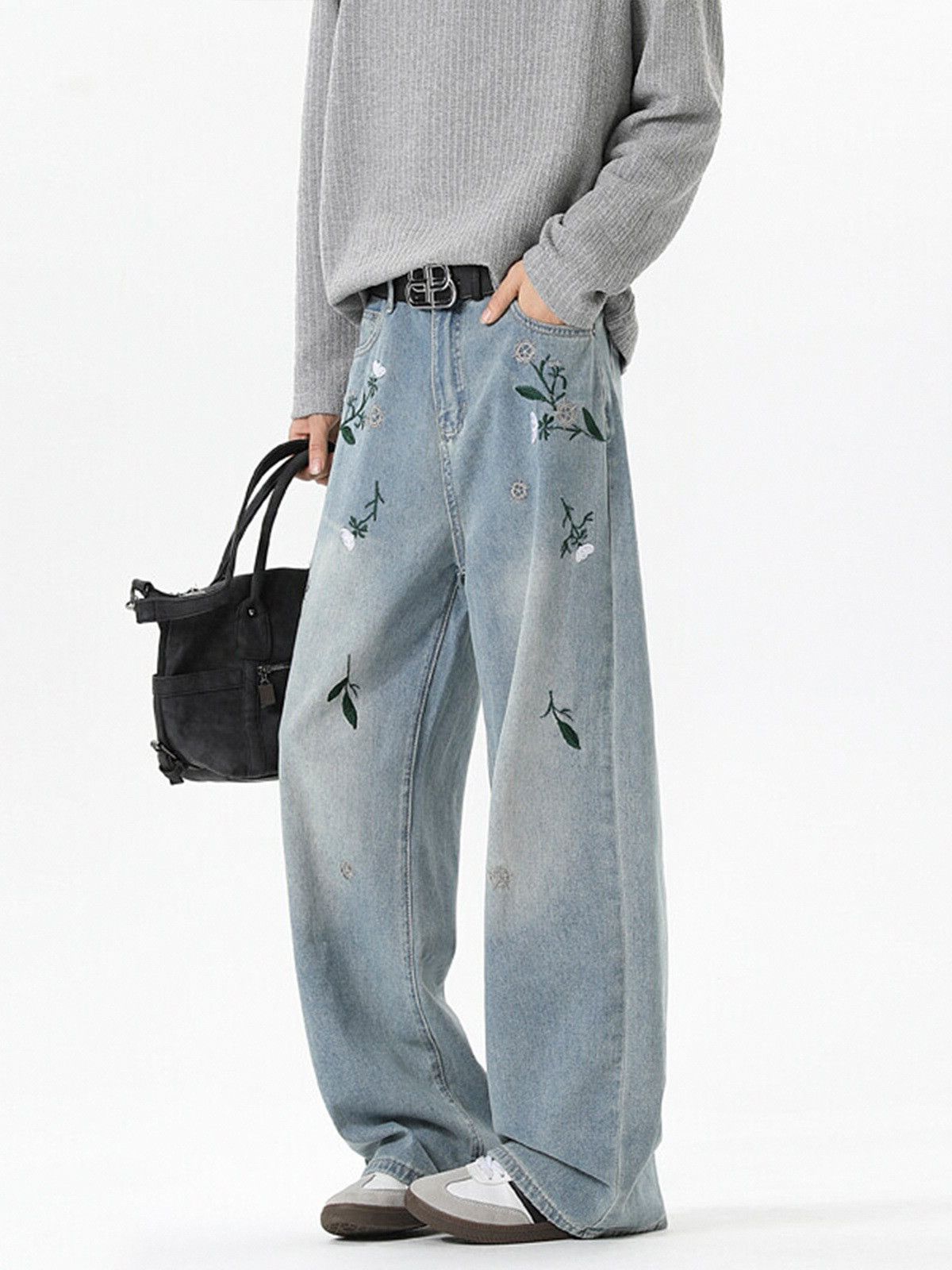 Vintage Men's Loose-Fit Wide-Leg Embroidered Jeans Size US 32 / EU 48 - 5 Thumbnail