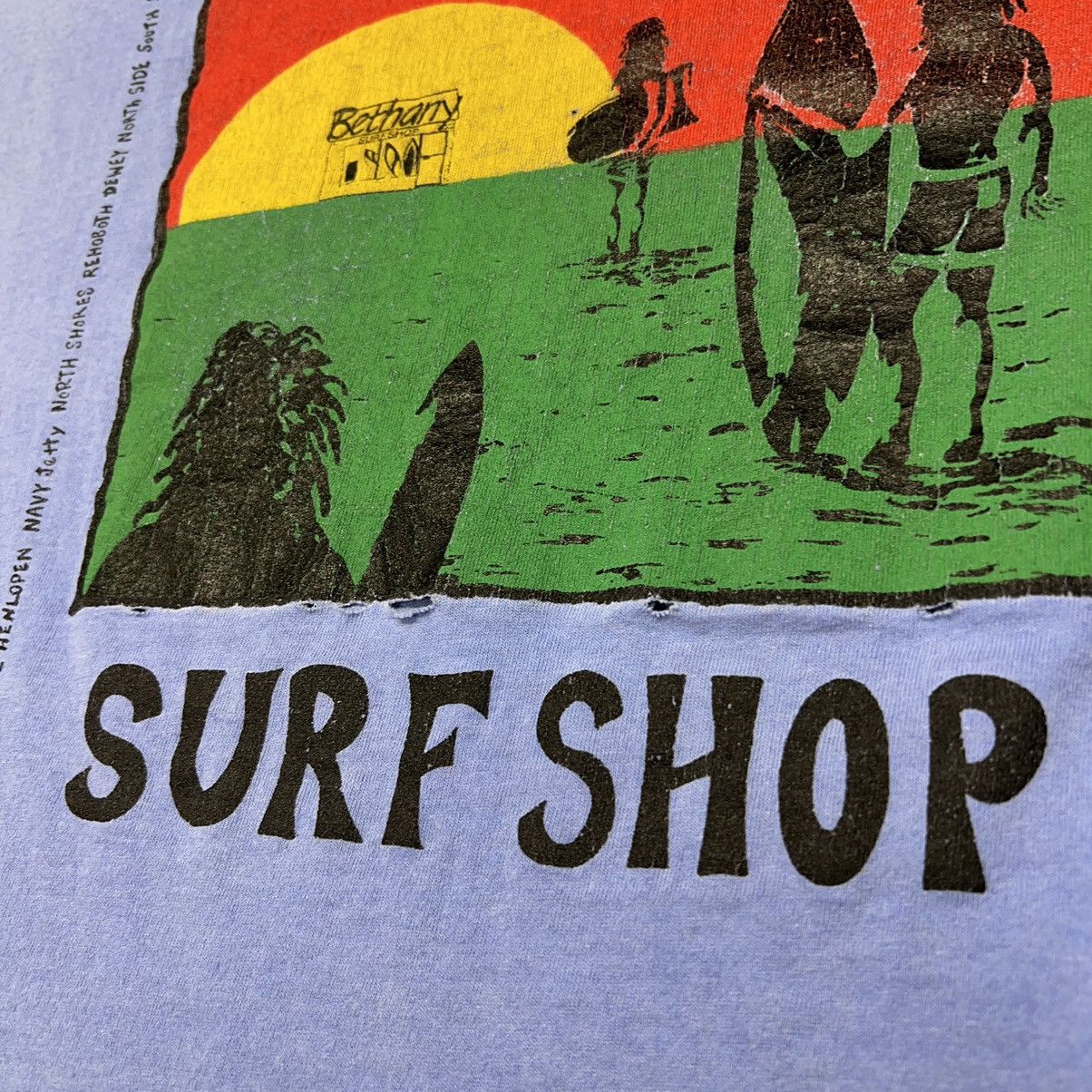 Vintage VTG Surf Shop Tee Shirt Blue Oneita Faded Single Stitch Size US XL / EU 56 / 4 - 15 Thumbnail