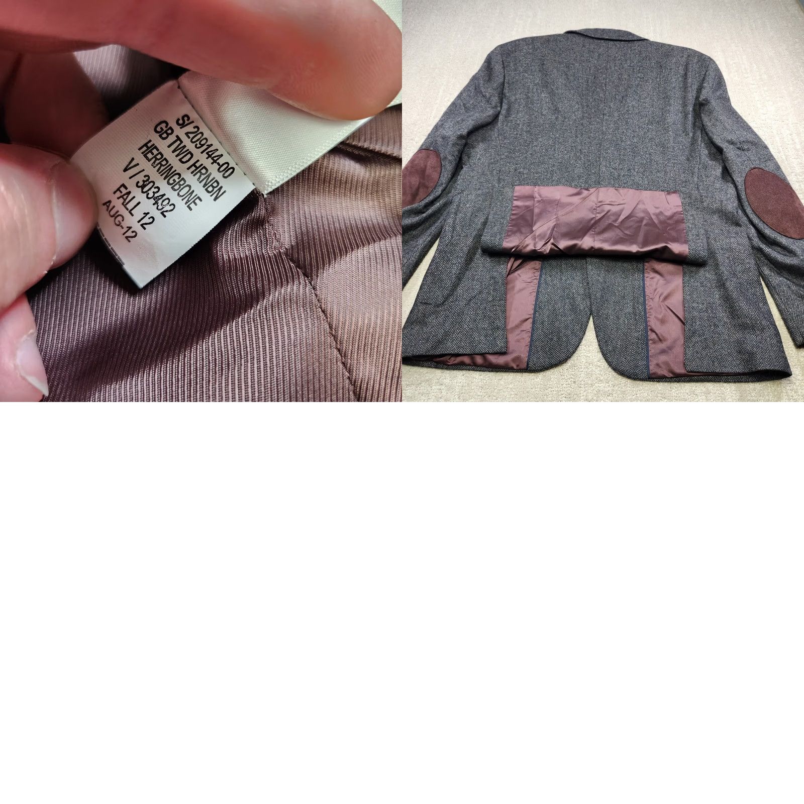 Banana Republic Banana Republic Blazer Men 46R Herringbone Tweed Peak Lapel Two-Button Elbow Patches Wool Polyester Multicolor 2 Piece Regular NEW Size 46R - 9 Thumbnail