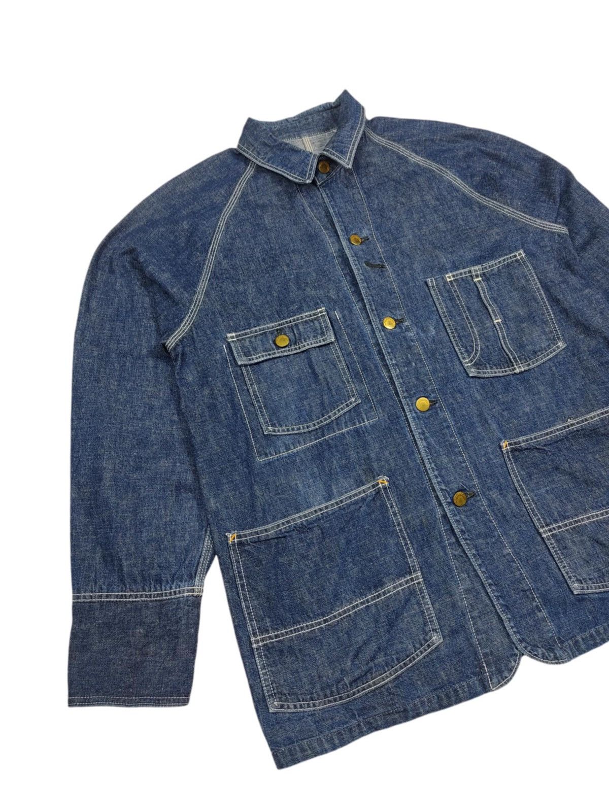 Big John × Vintage RARE Vintage BIG JOHN Denim Cactus Indigo Caverall Jacket Size US L / EU 52-54 / 3 - 4 Thumbnail