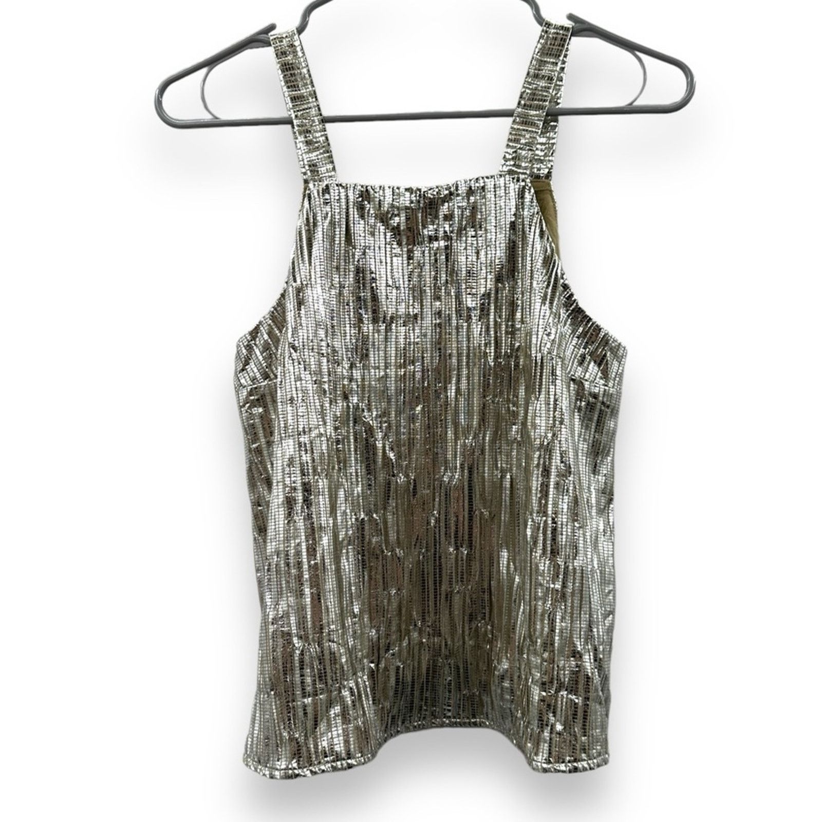 Anthropologie Anthropologie Maeve Shine On Silver Metallic Sleeveless Top Size S / US 4 / IT 40 - 2 Thumbnail