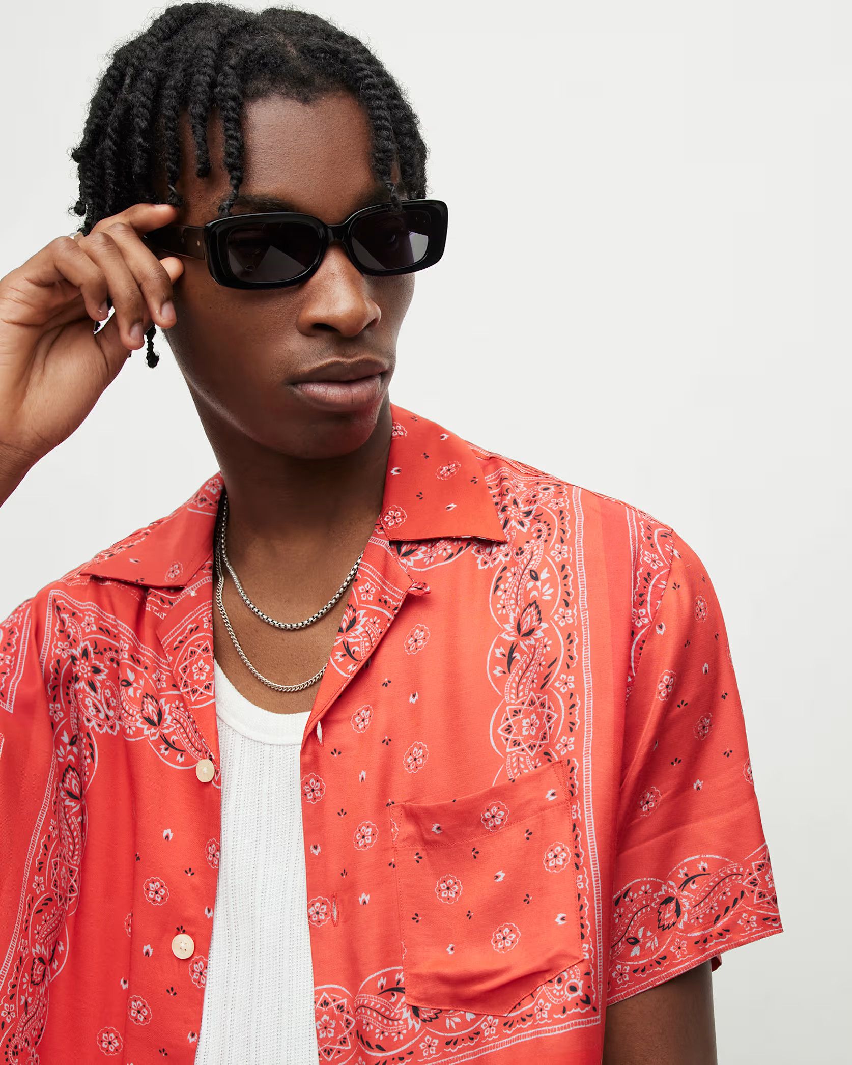 Allsaints ALLSAINTS Tikal Short Sleeve Bandana Print Shirt Size US XS / EU 42 / 0 - 2 Thumbnail