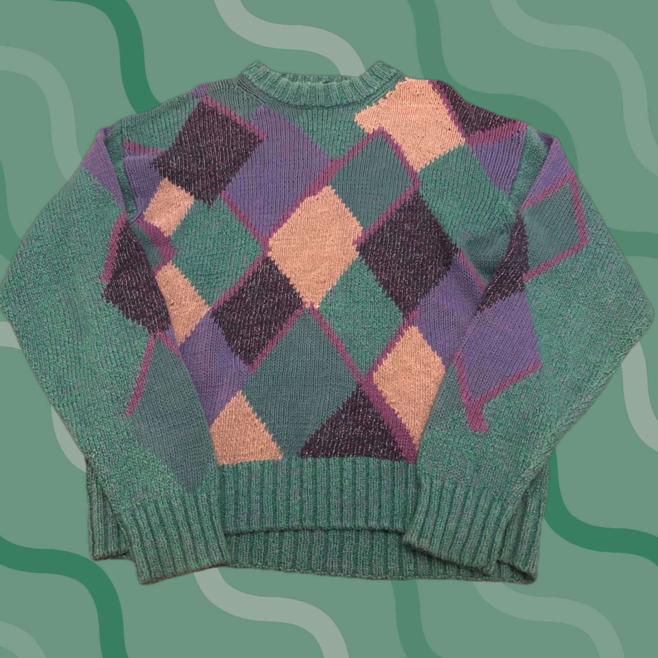 Alexander Julian VTG 90s Colours Striped Argyle Pullover XL Sweater Knit Crew Neck Men Size US XL / EU 56 / 4 - 1 Thumbnail
