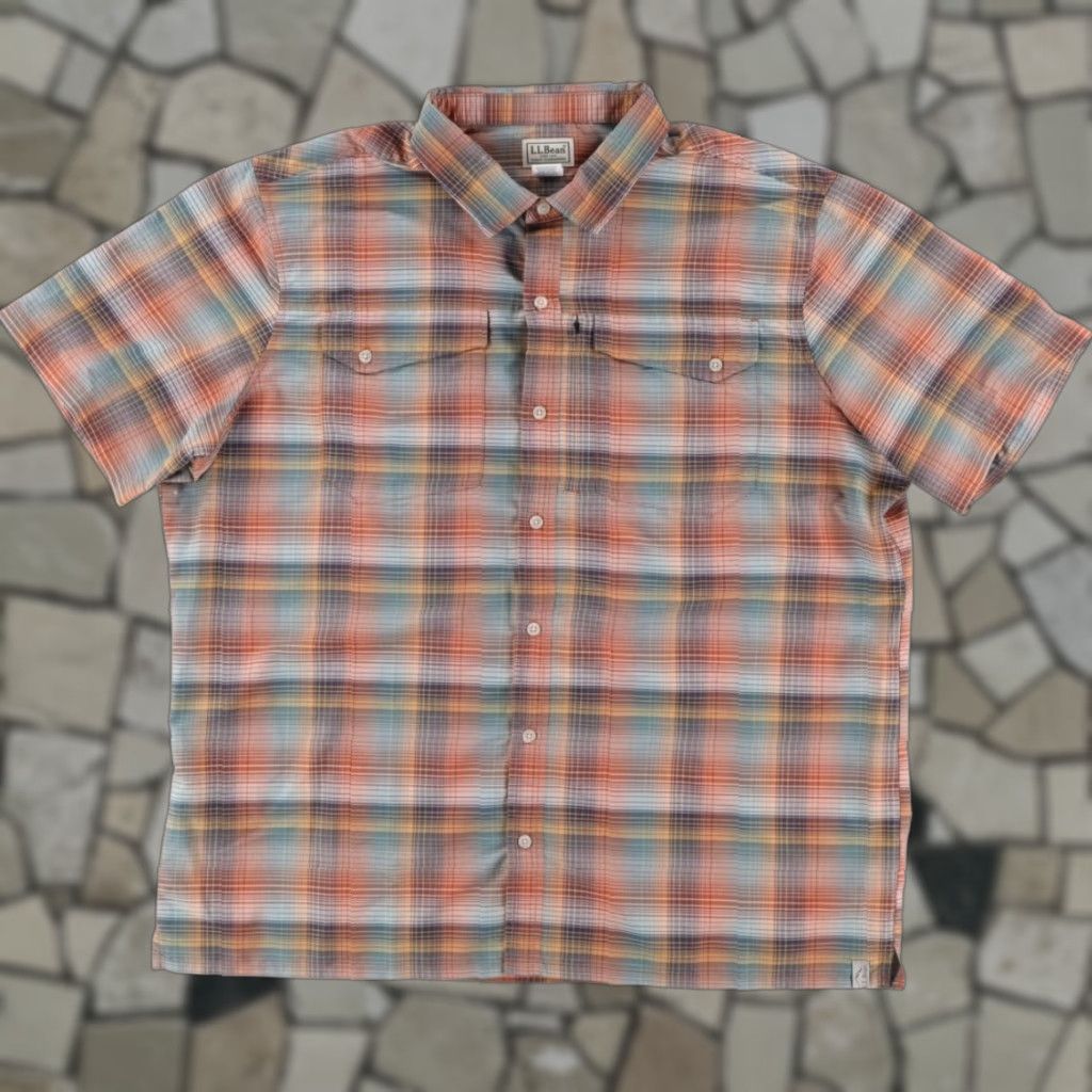 Vintage LL Bean Hiking Polyester Plaid Button Up Shirt Red Men's XL Size US XL / EU 56 / 4 - 1 Thumbnail