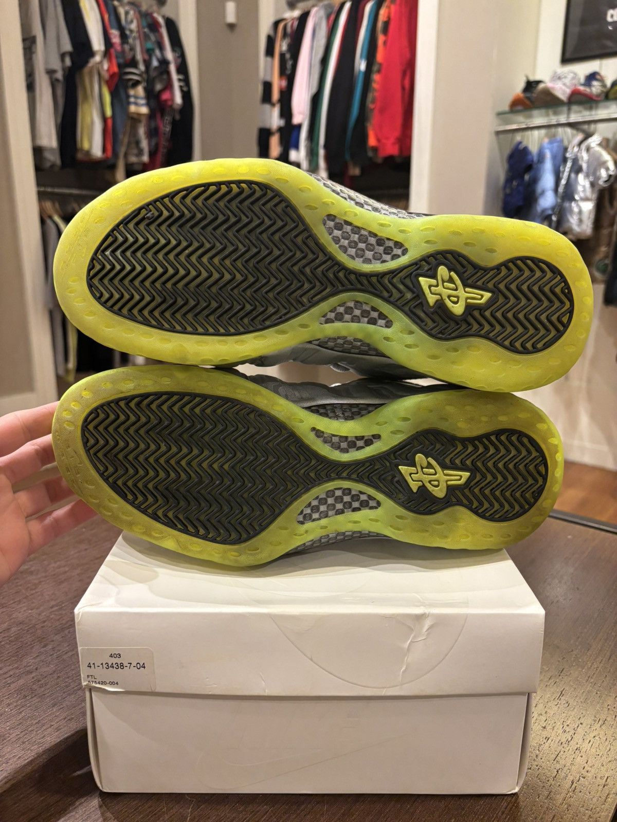 Nike Nike Air Foamposite One Silver Volt Camo Size US 10.5 / EU 43-44 - 6 Thumbnail