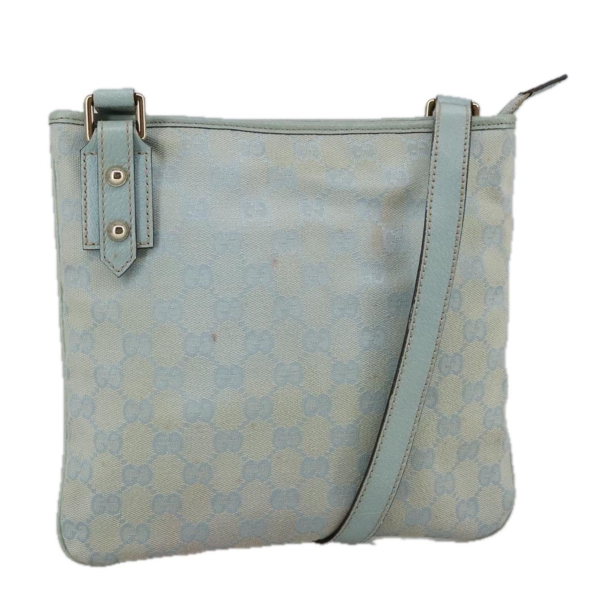 Gucci GG Canvas Shoulder Bag Light Blue Gold, Women's