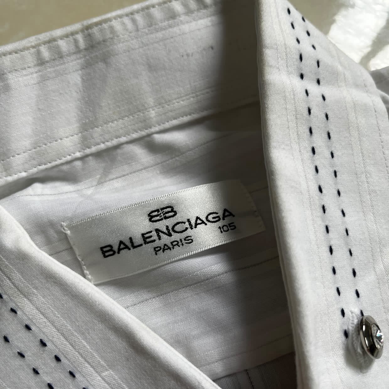 Balenciaga Vintage Balenciaga stripe button short shirt Size US XL / EU 56 / 4 - 6 Thumbnail